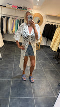 Gilet/Paréo long en crochet CRUSH Blanc