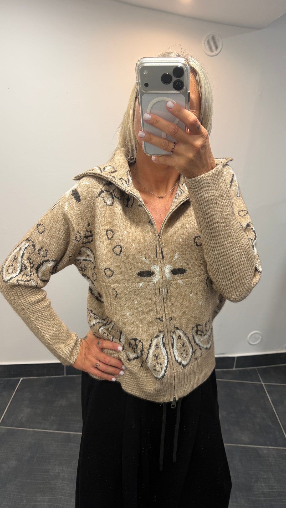 Gilet zippé imprimé Bandana DANA Beige