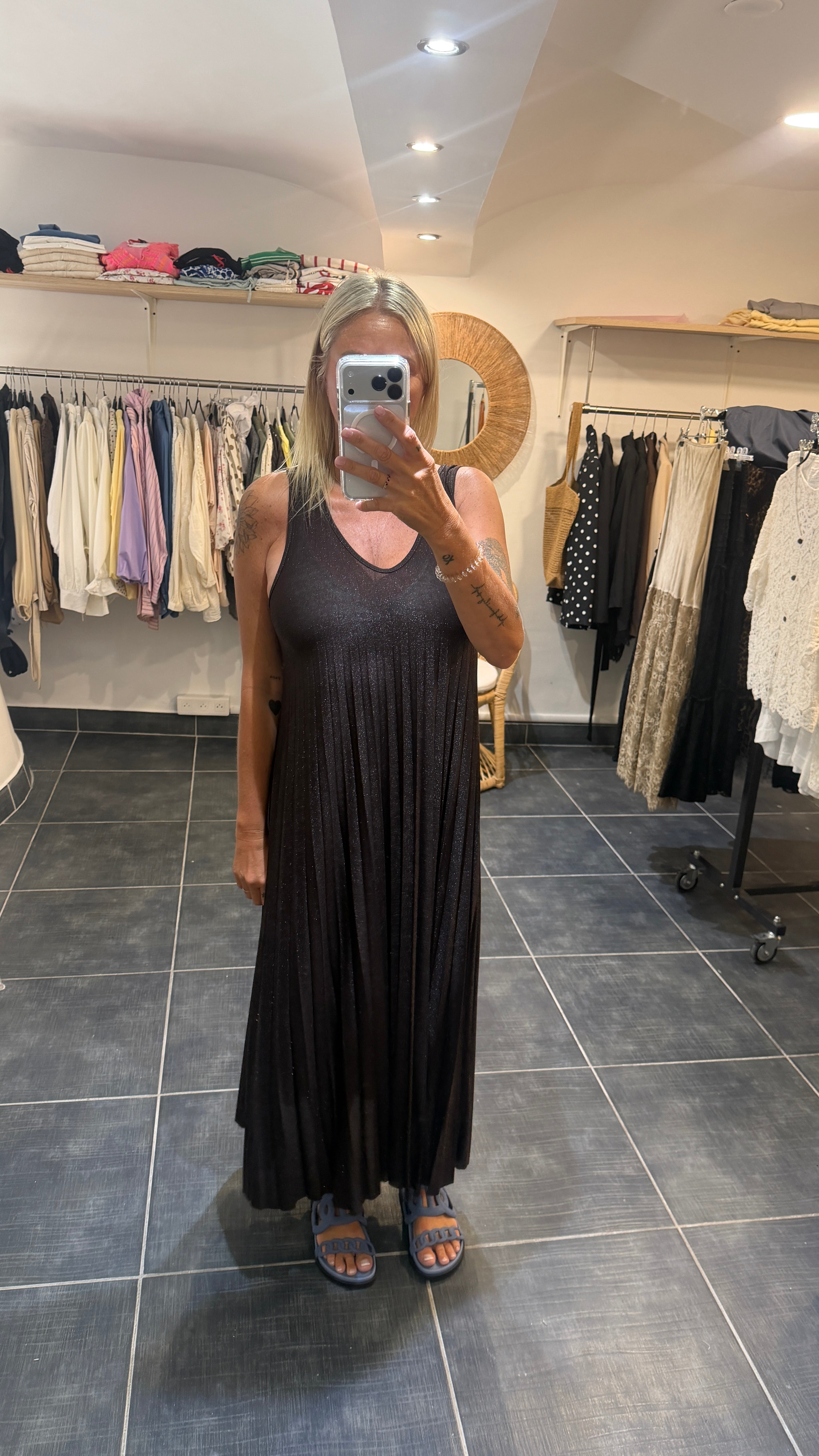 Robe Longue détails lurex MAEVA Chocolat