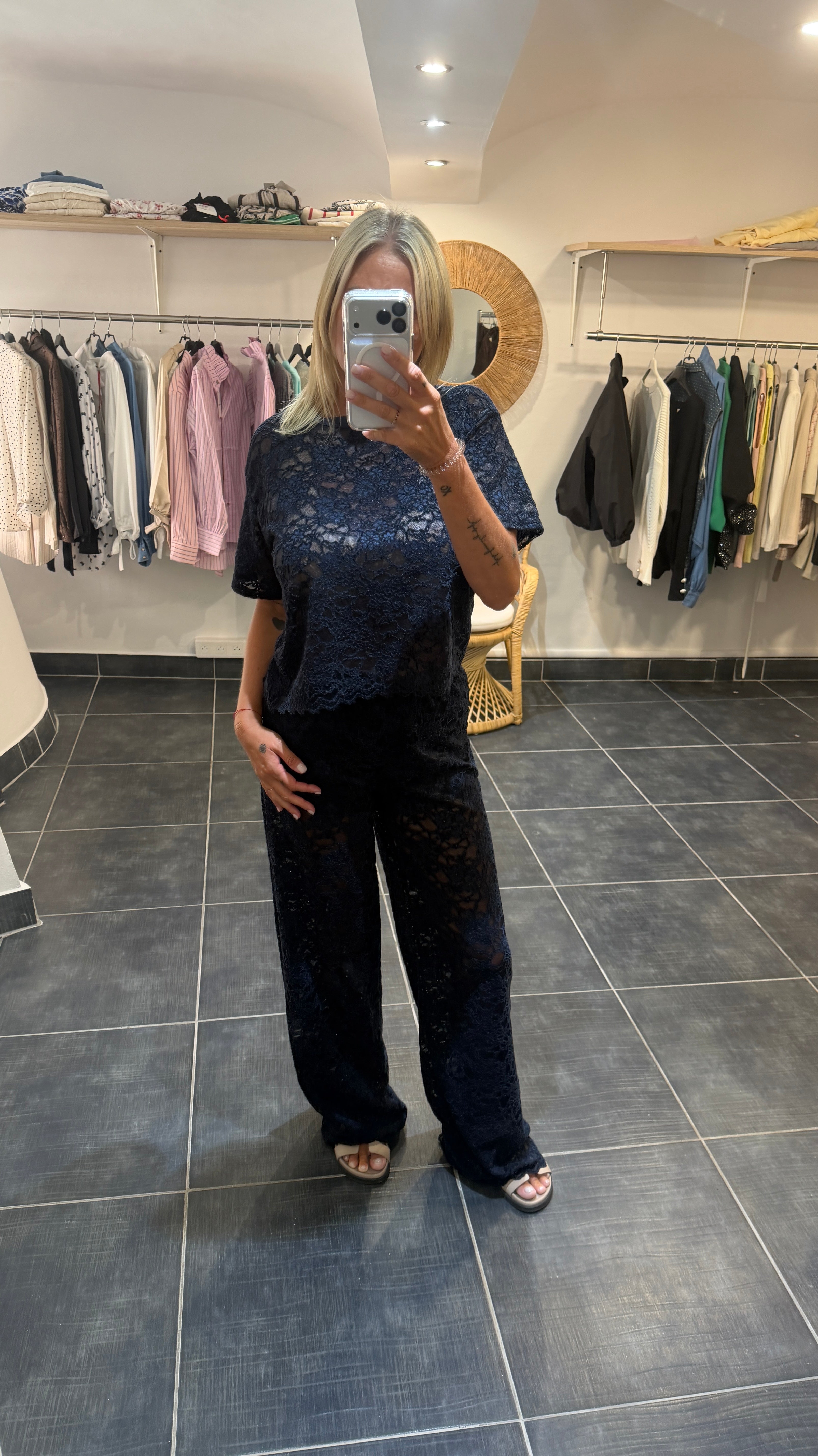 Pantalon Dentelle Douceur JULES Marine
