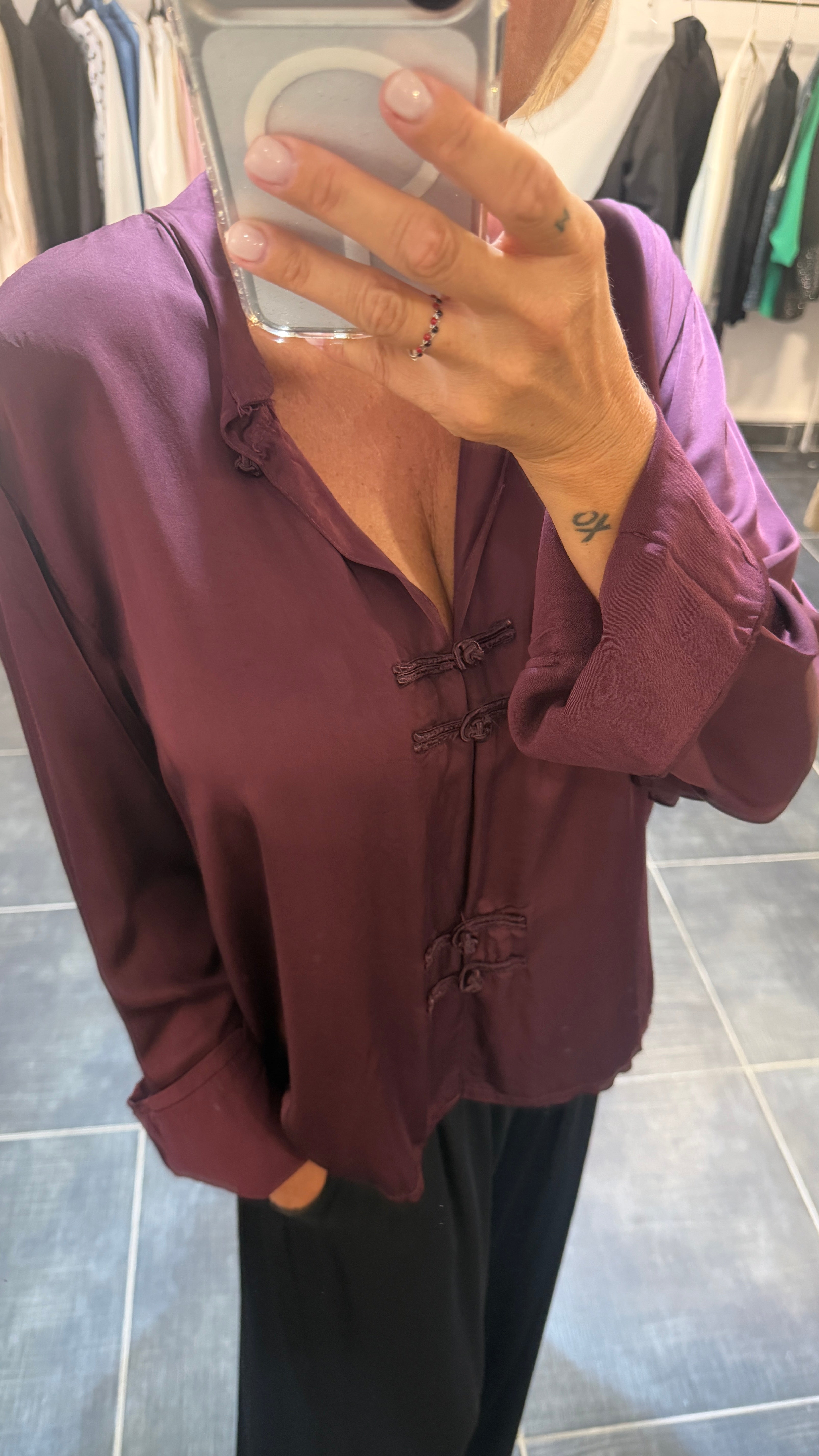 Blouse soyeuse boutonnée ELSA Bordeaux