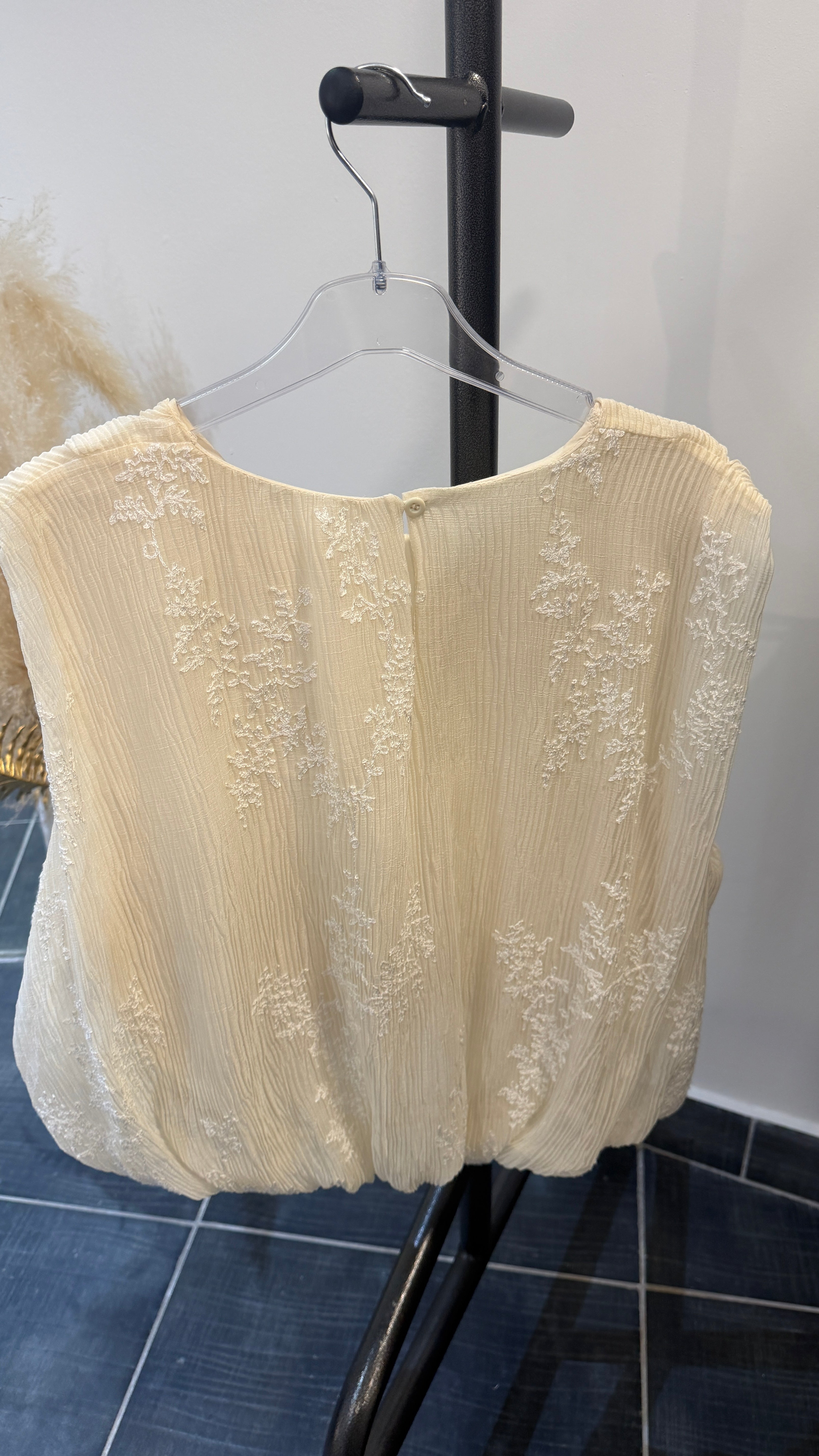 Top broderies florales MARKUS Ecru