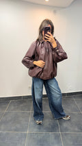 Veste en similicuir bouffante WINE Bordeaux