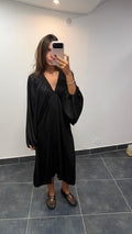 Robe fluide à manches bouffantes MONICA Noir