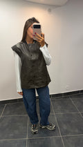 Veste sans manches similicuir KENNY Noir vieilli