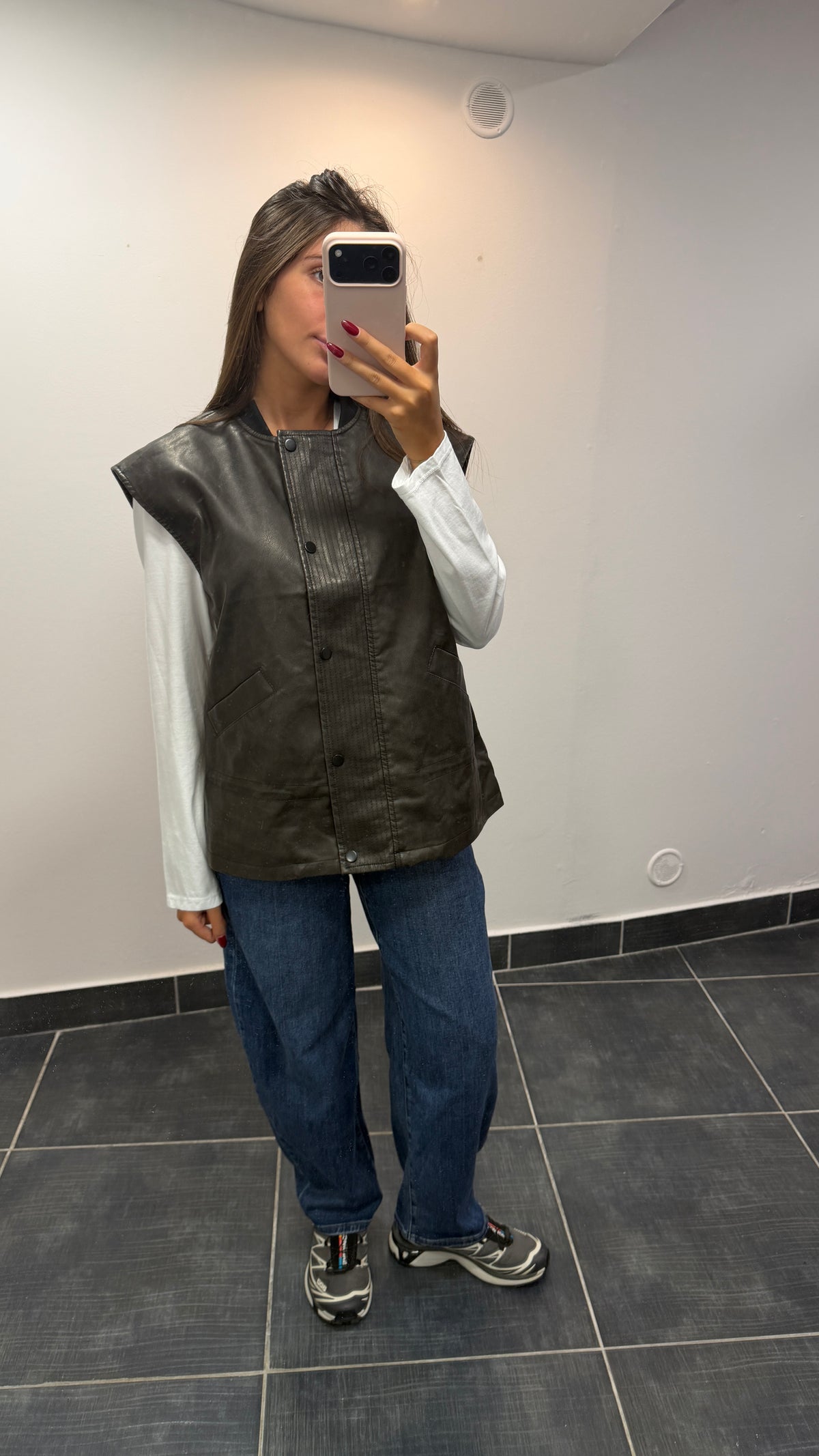 Veste sans manches similicuir KENNY Noir vieilli