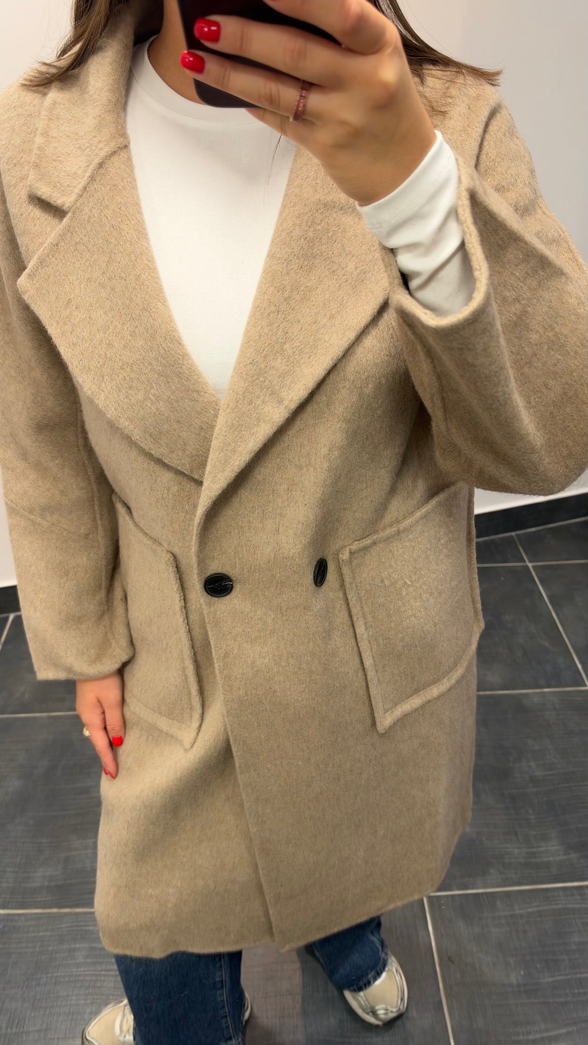 Manteau long en laine LALY Taupe