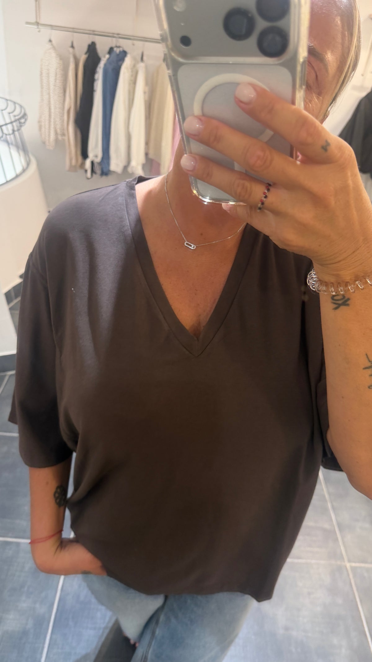 Tee-Shirt en V Oversize VADIM Chocolat