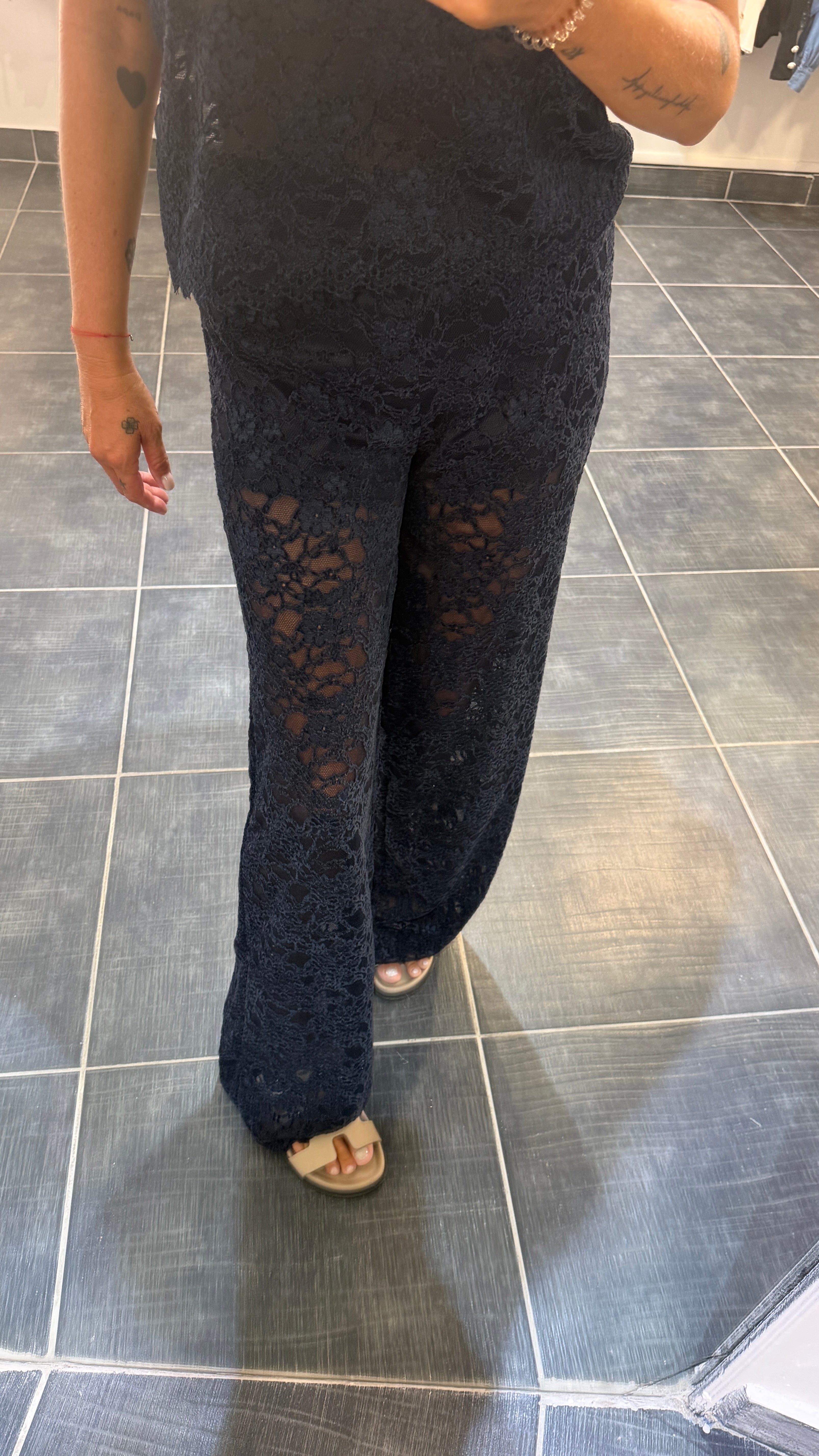 Pantalon Dentelle Douceur JULES Marine