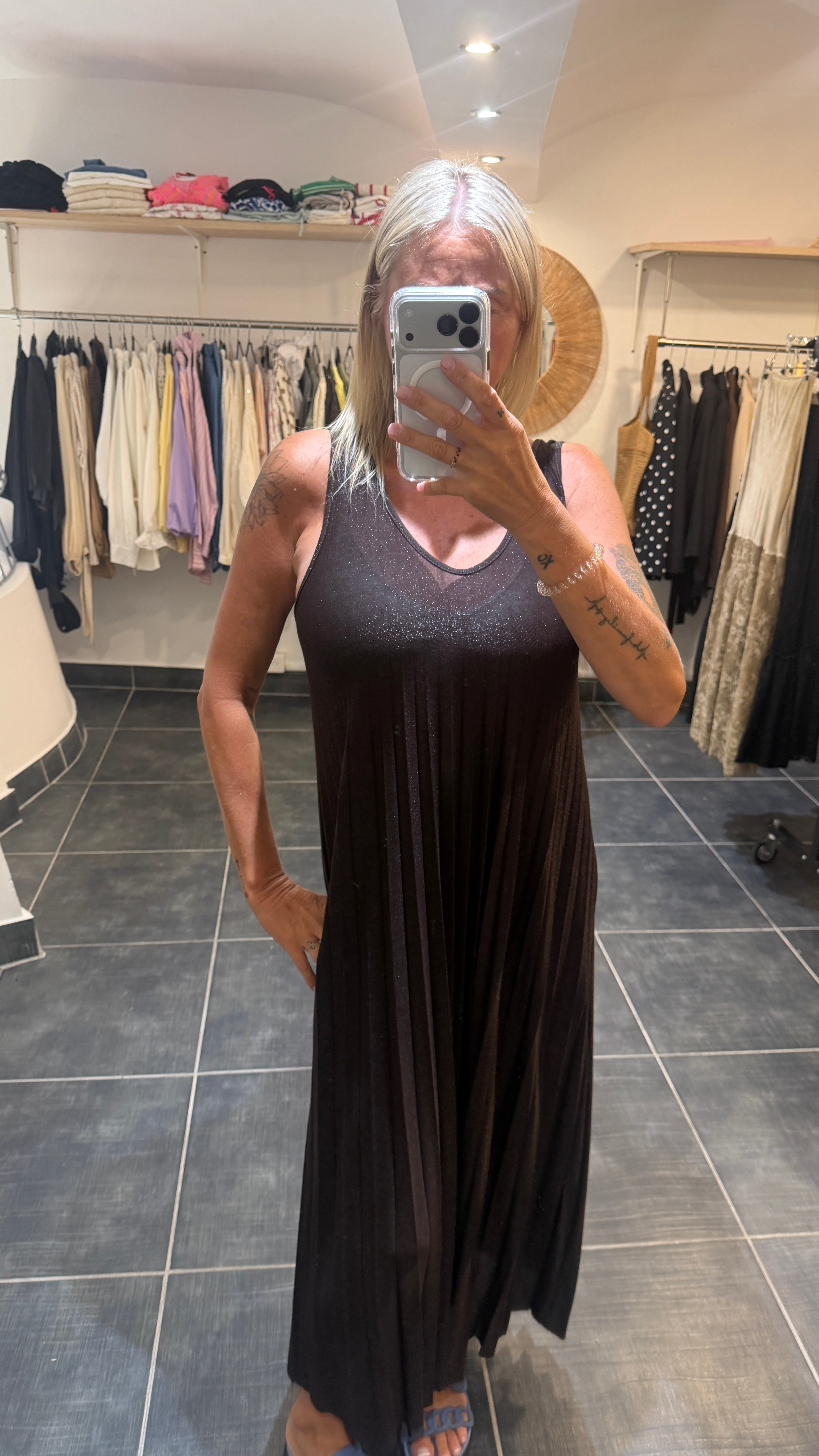 Robe Longue détails lurex MAEVA Chocolat
