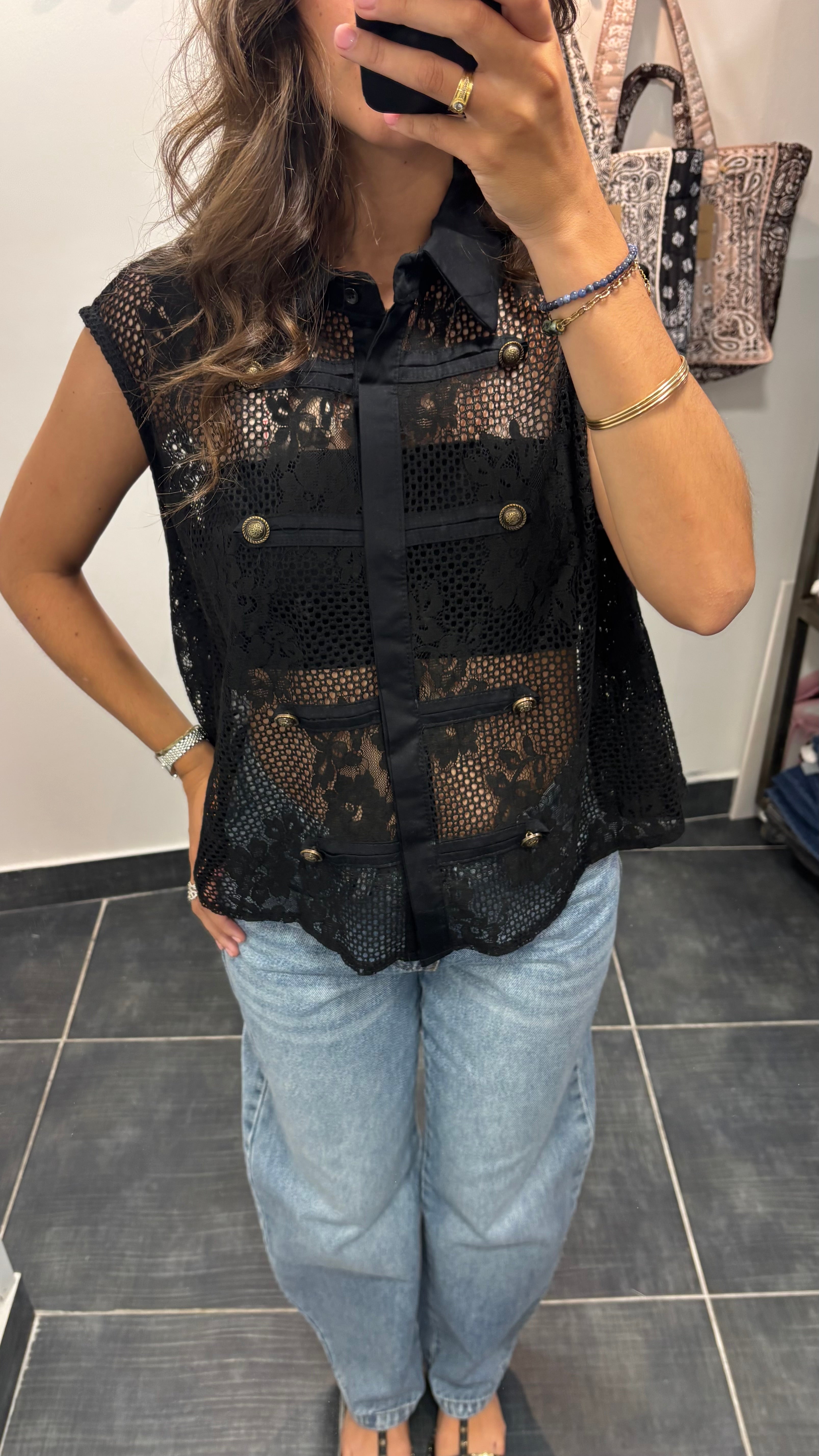 Chemise officier ajouré ZÊTA Noir