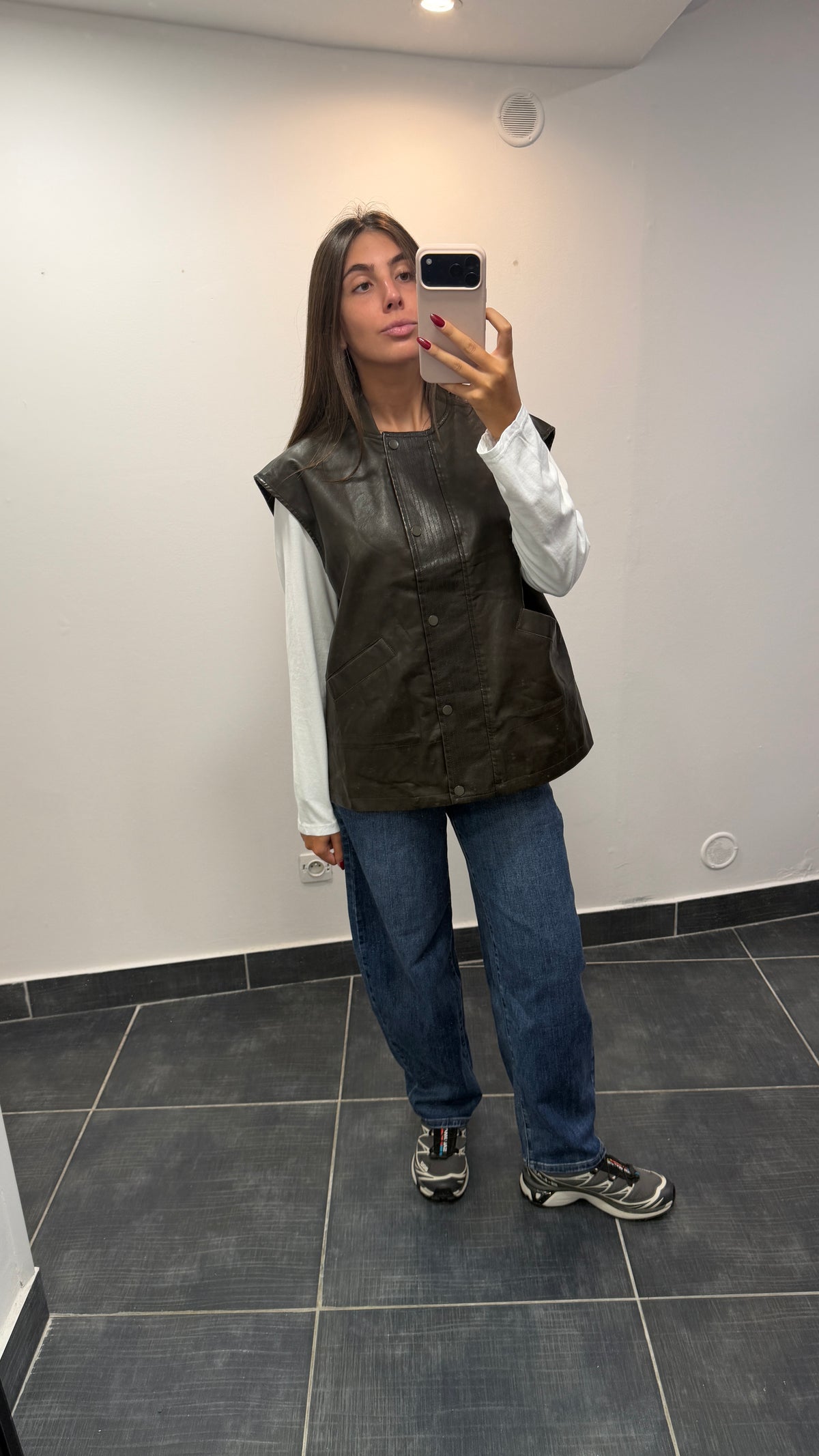 Veste sans manches similicuir KENNY Chocolat vieilli