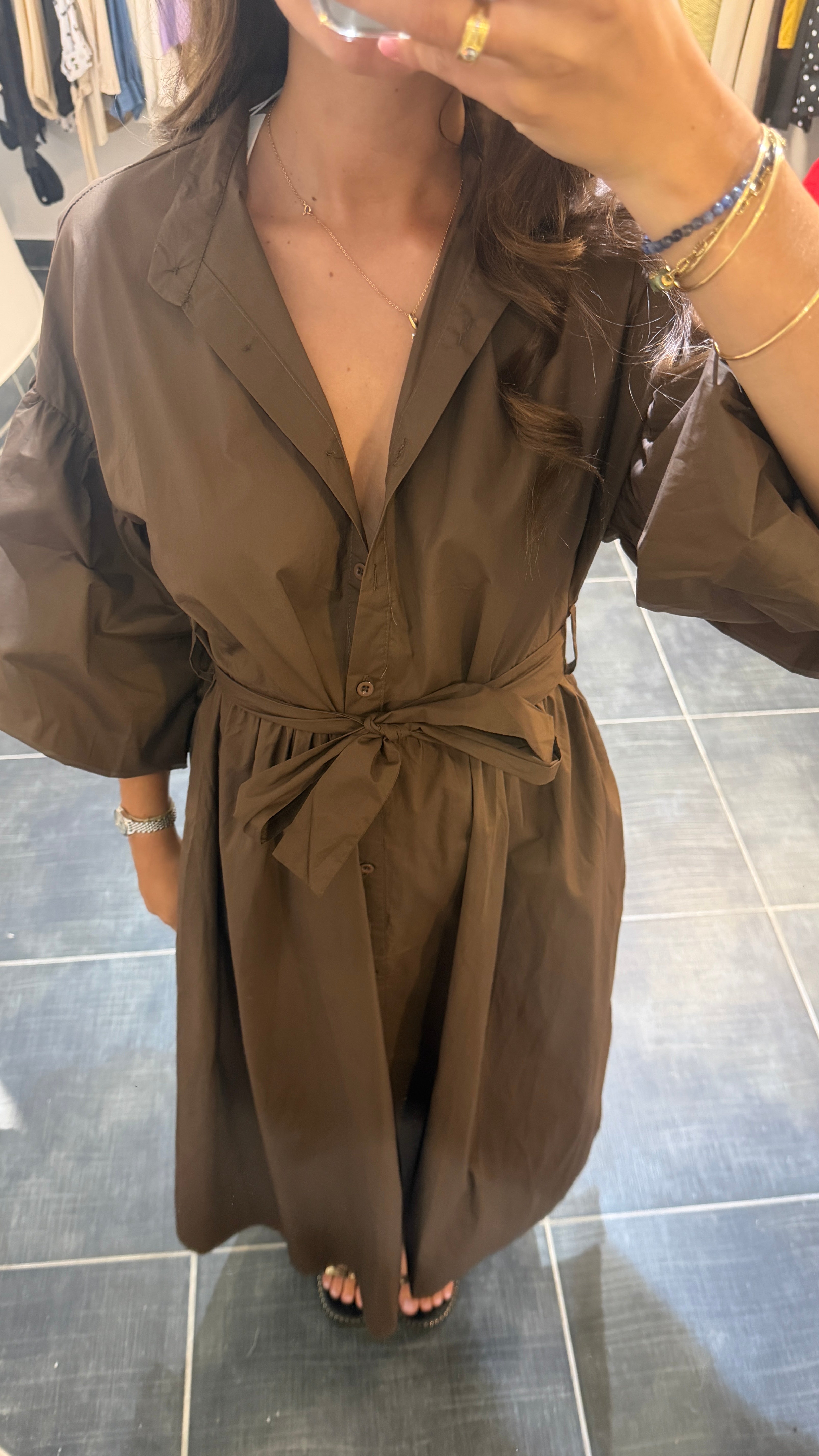 Robe Longue ceinturée OLIVIA Chocolat
