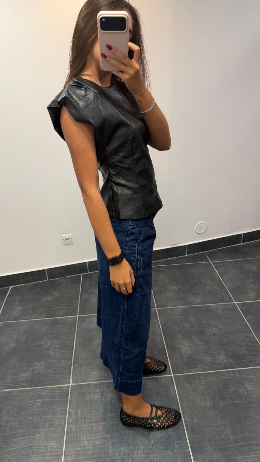 Top en similicuir GIANNI Noir
