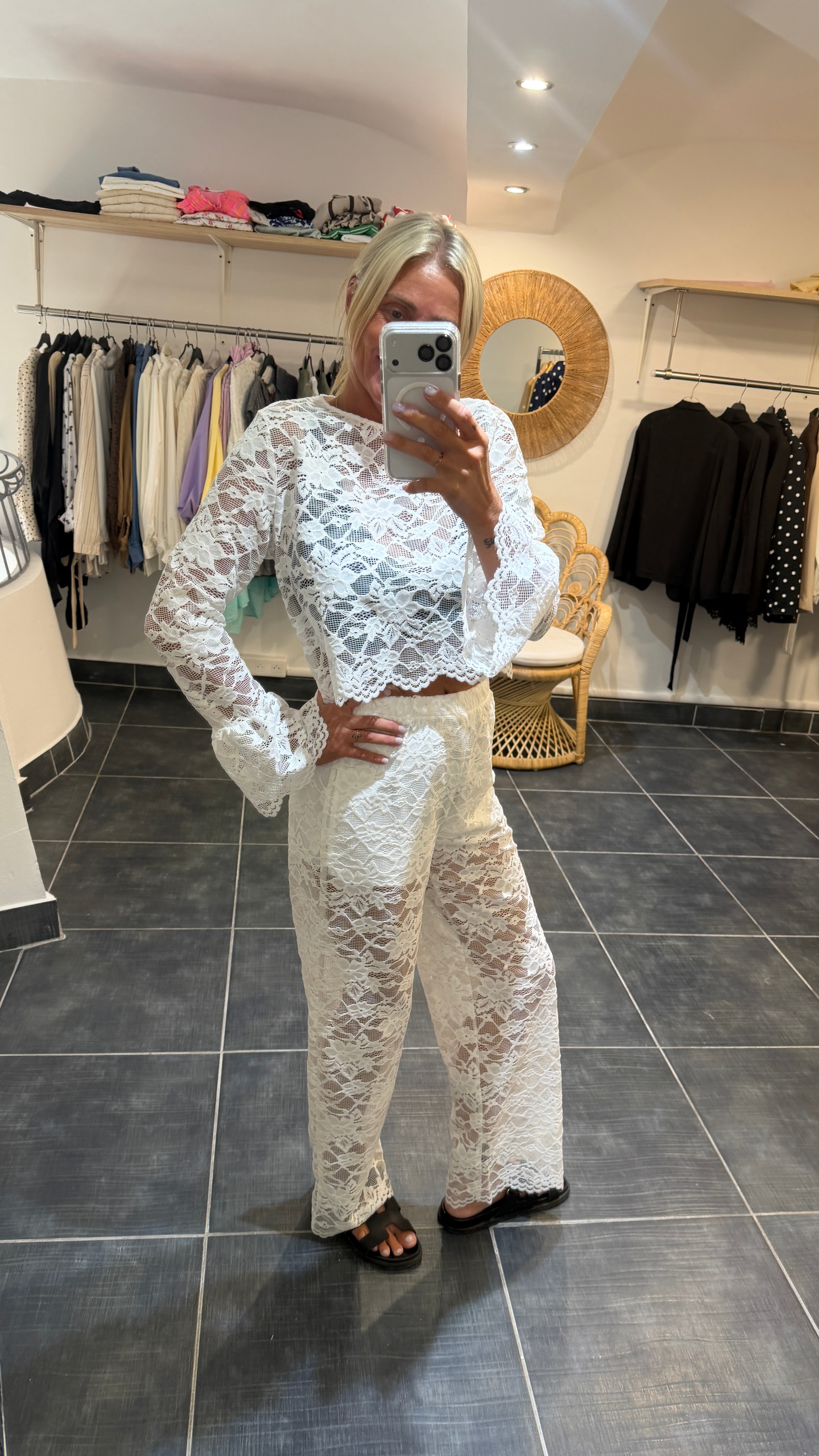 Top ML effet dentelle LEANDRA Blanc