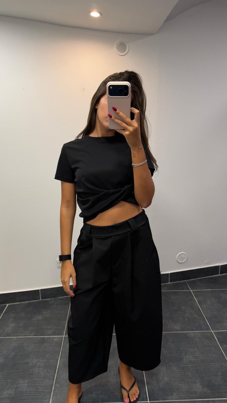 Pantalon structuré 7/8 CHUCK Noir
