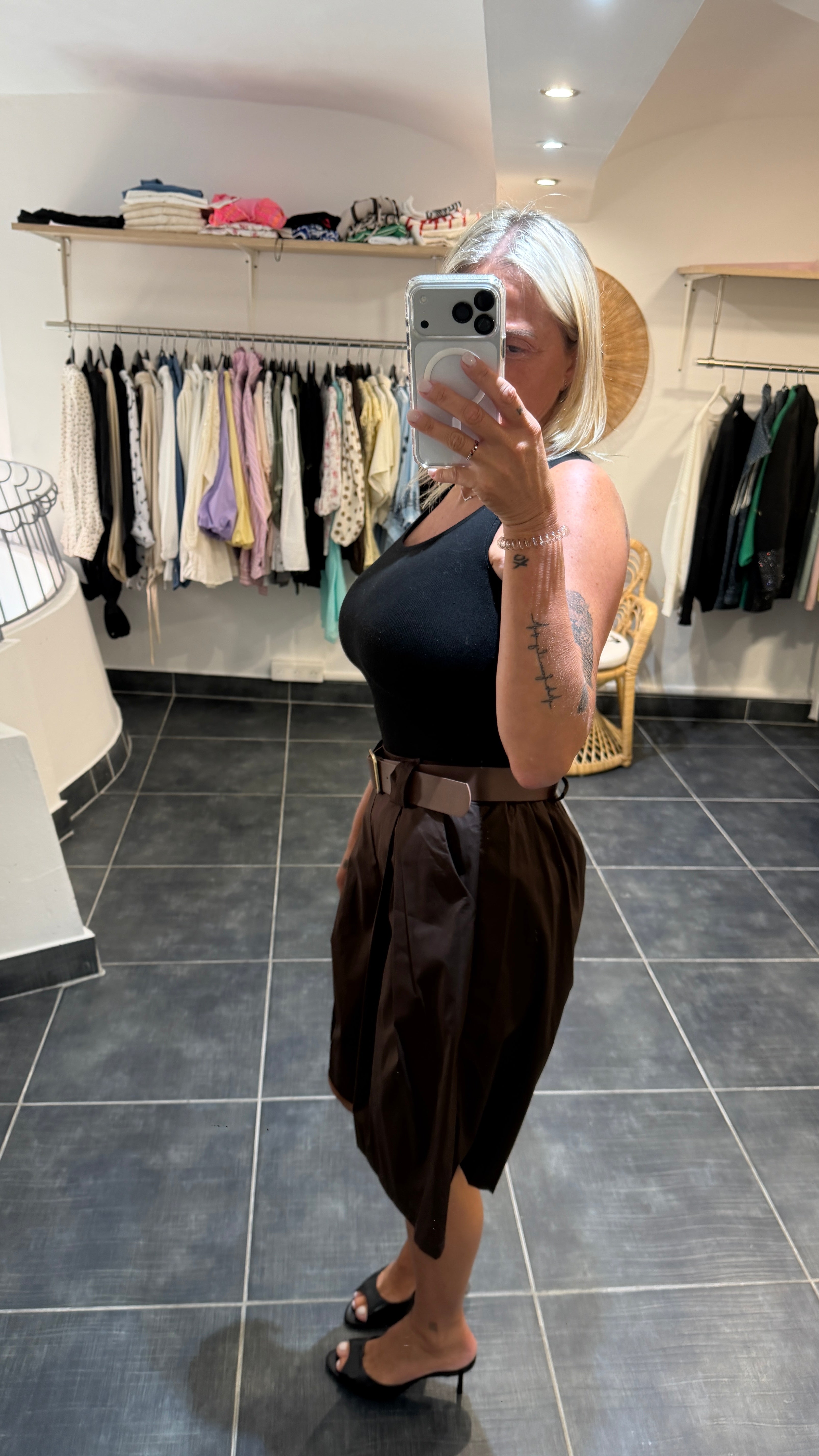 Bermudas Ample à plis BOB Chocolat