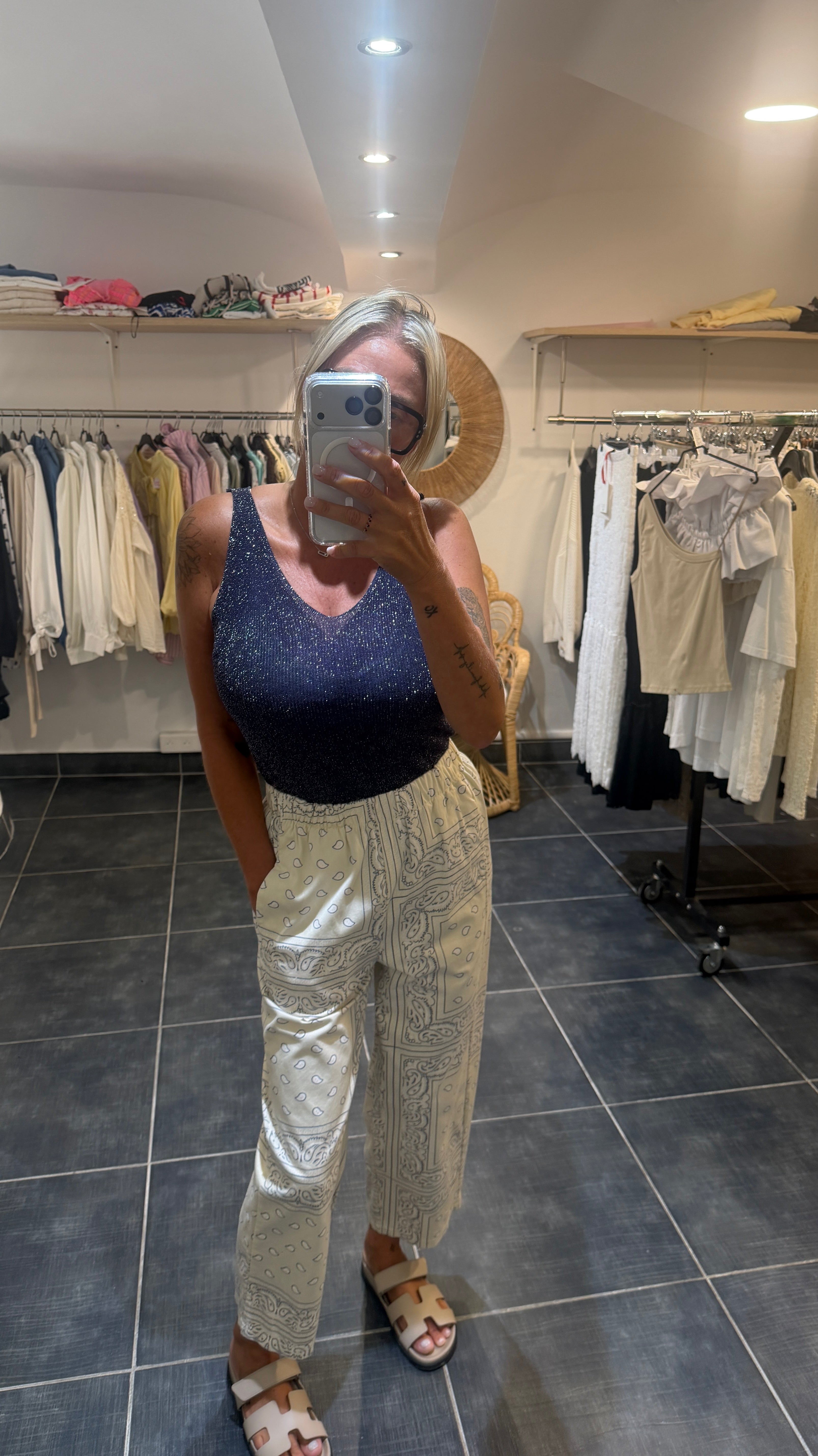 Pantalon élastiqué motifs bandanas PARKER Beige