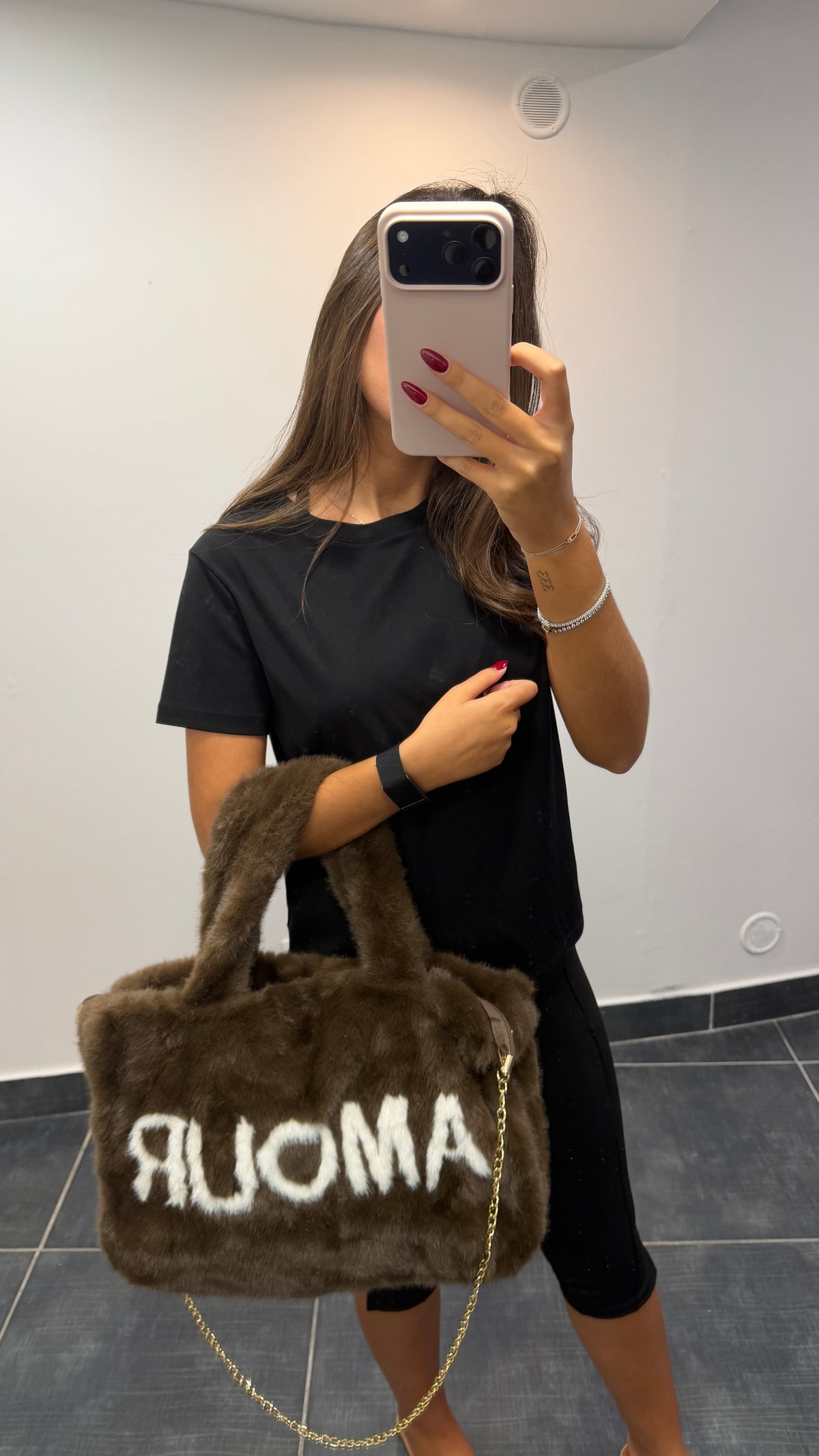 Sac Imitation fourrure DULCE Chocolat