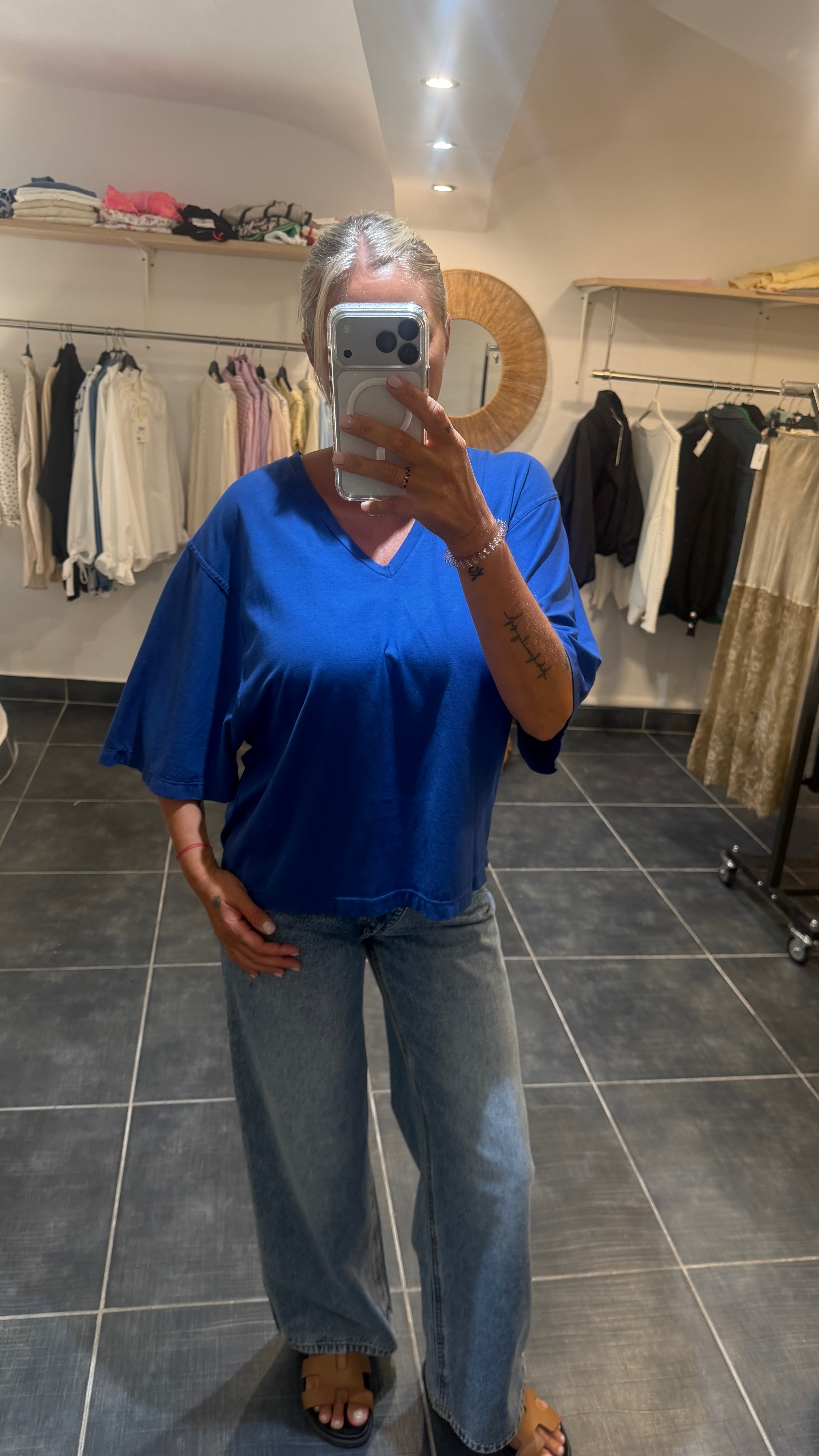 Tee-Shirt en V Oversize VADIM Bleu Roi