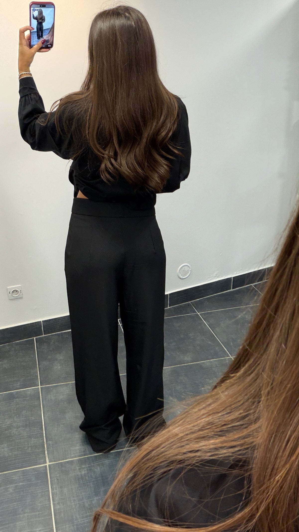 Pantalon fluide taille retroussée RÉGIS Noir