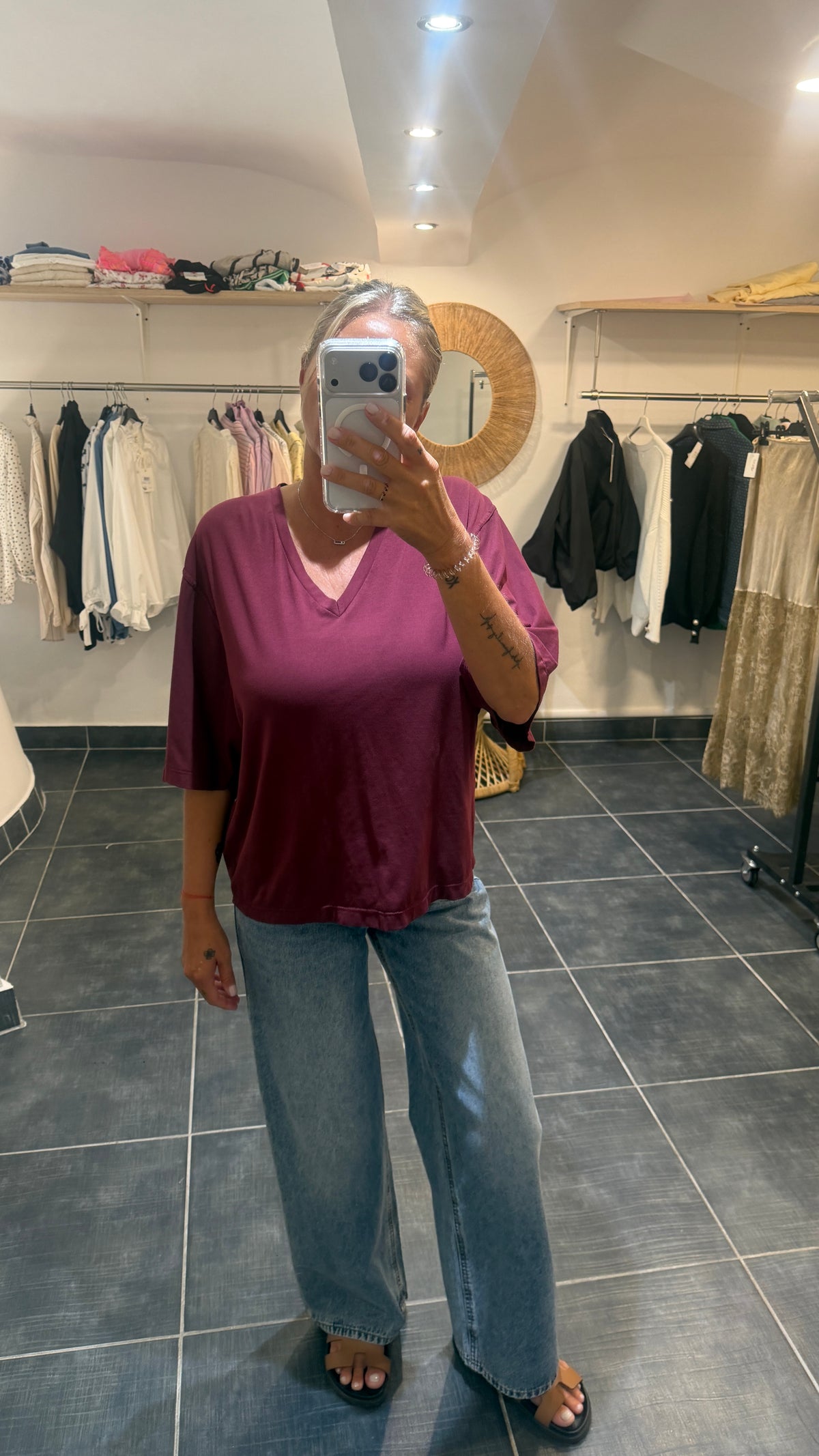 Tee-Shirt en V Oversize VADIM Bordeaux