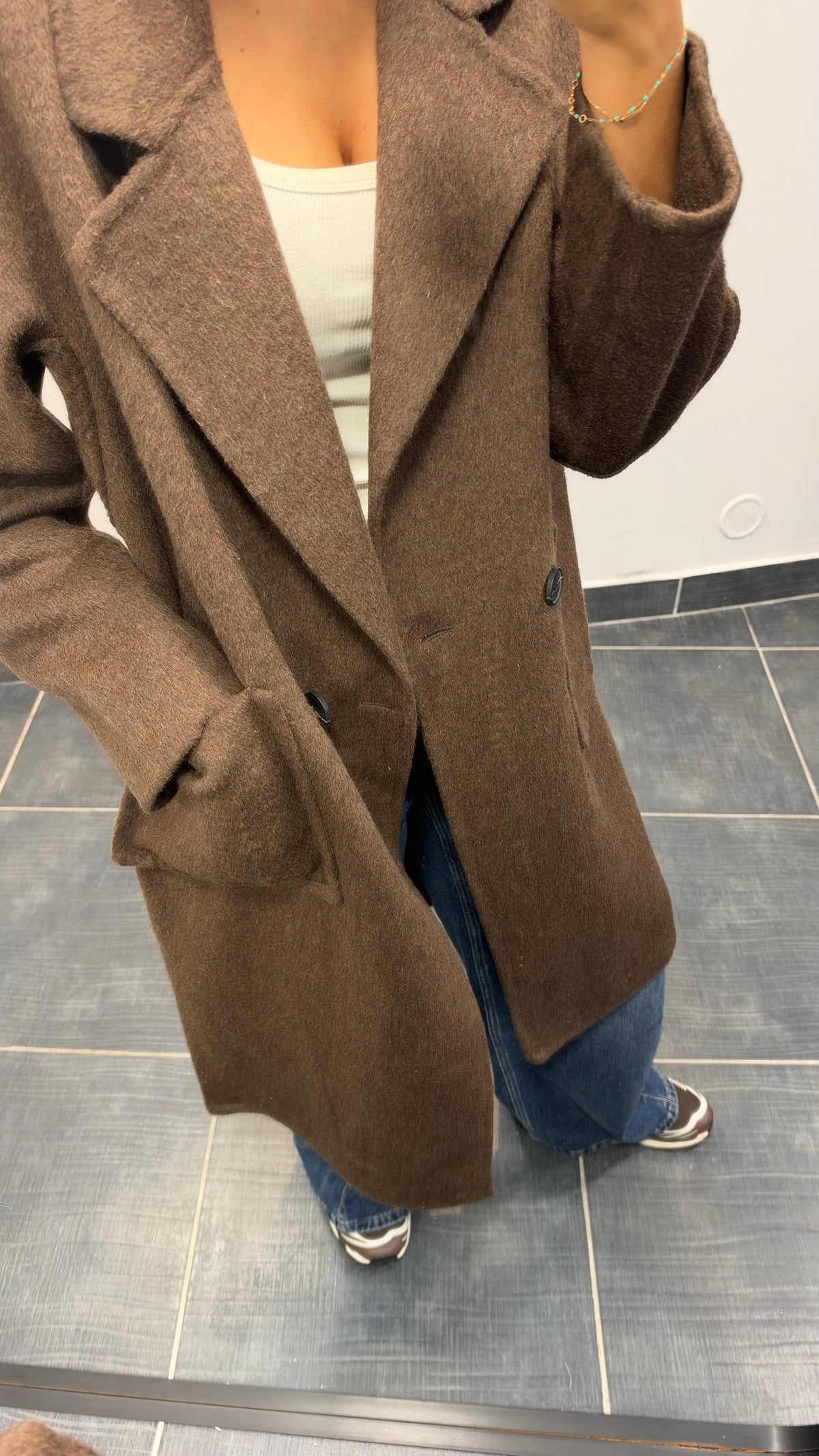 Manteau long en laine LALY Chocolat