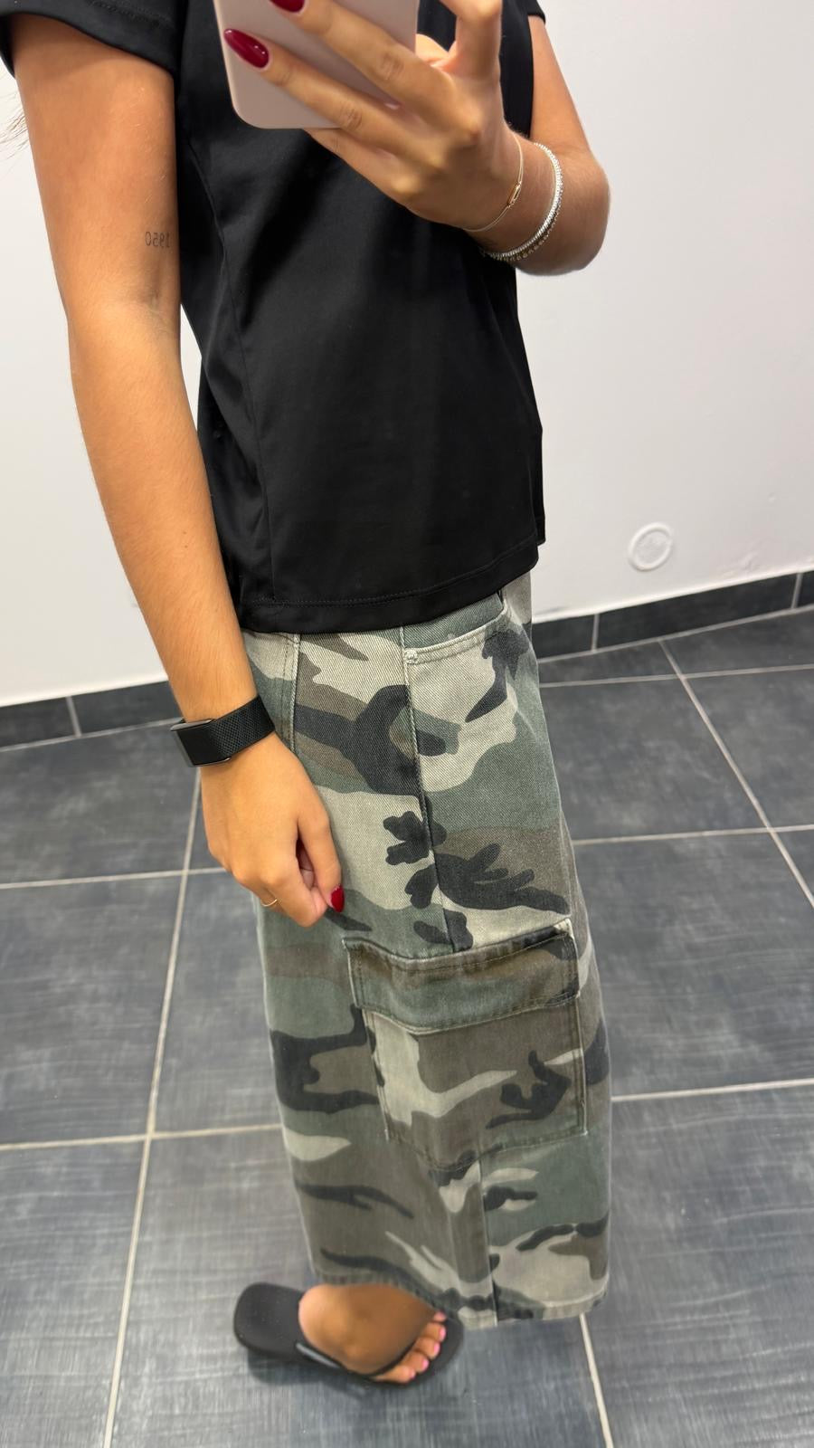 Bermuda jean cargo camouflage THOMAS Kaki