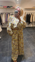 Pantalon imprimé Fleuri RENO Jaune
