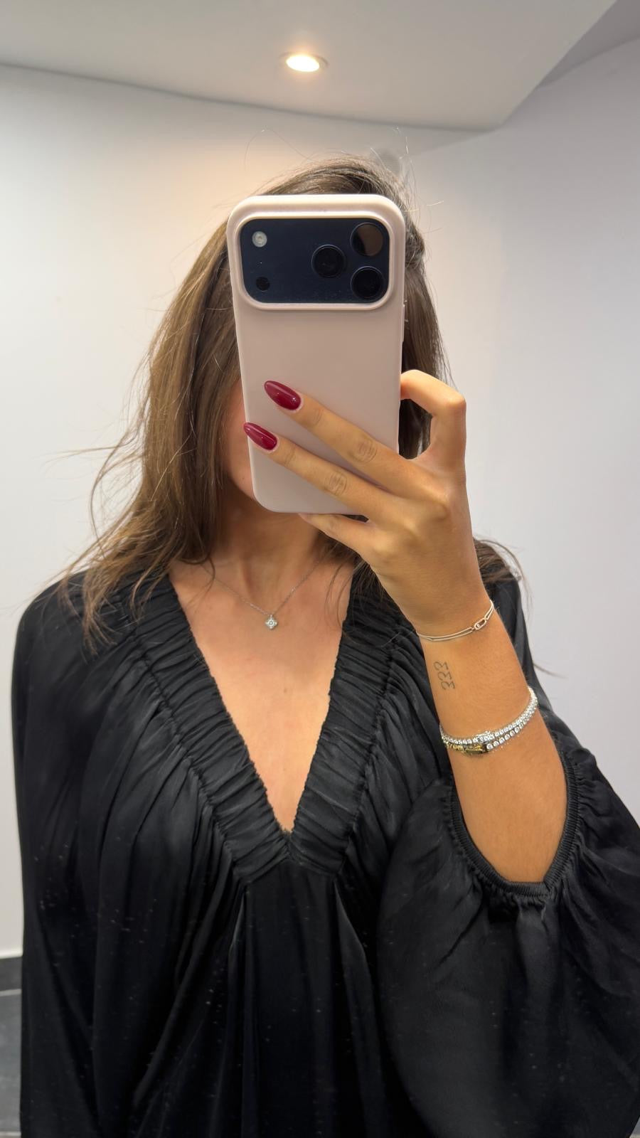 Robe fluide à manches bouffantes MONICA Noir