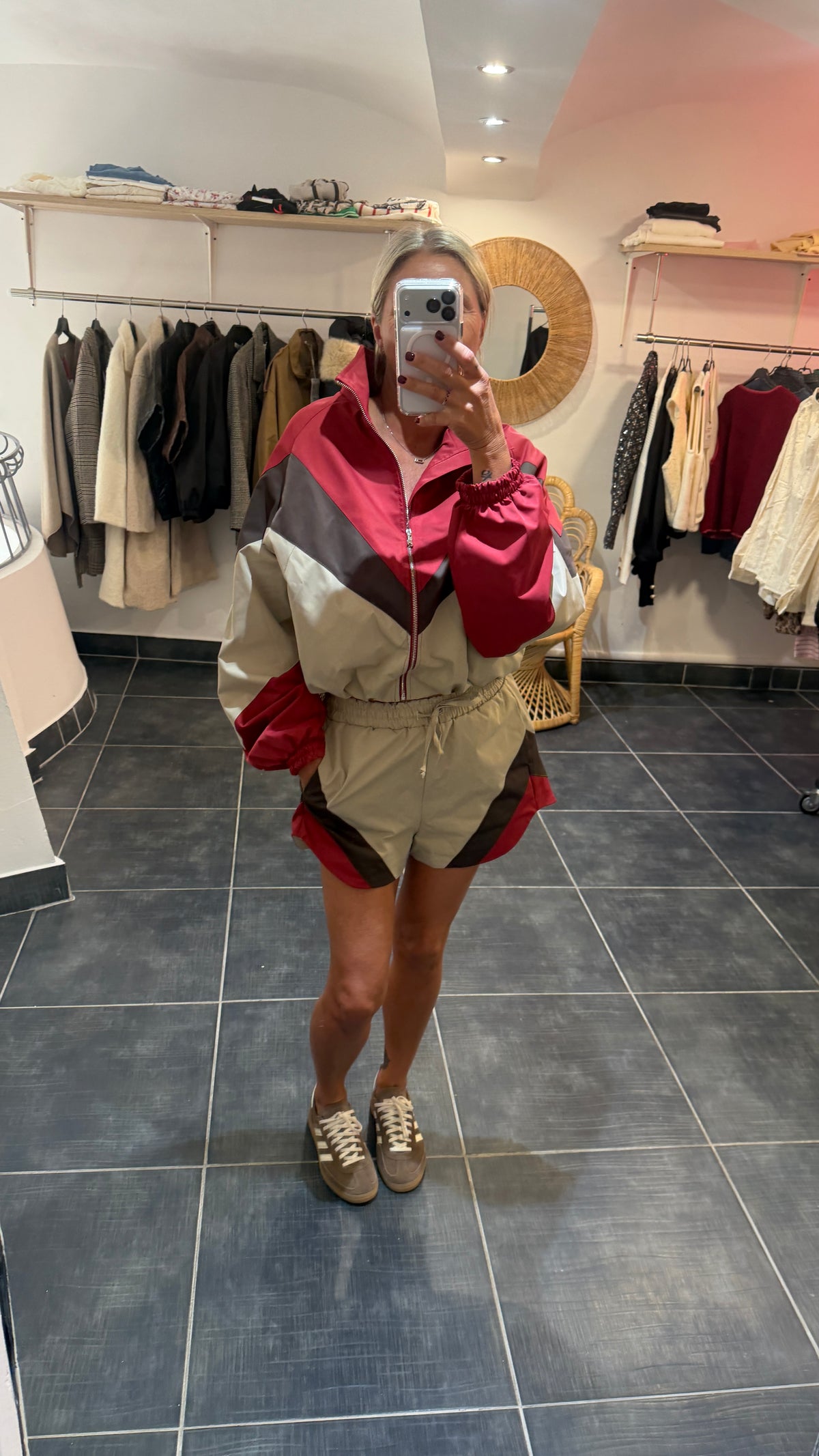 Veste Sporty Color Block CASSANDRE Beige/Choco/Bordeaux