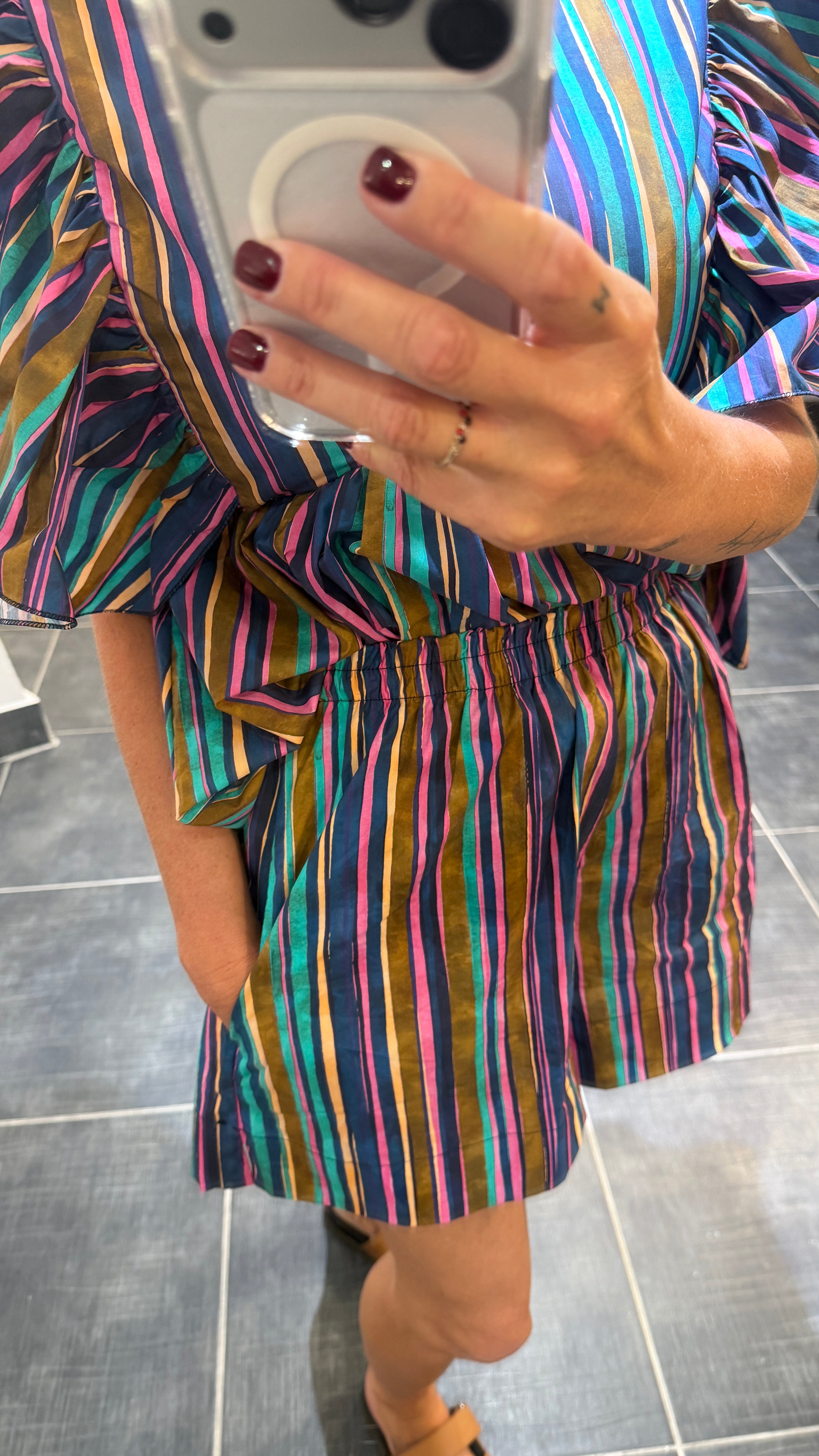 Short en coton Rayé BELLA Bleu