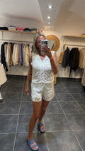 Ensemble Top + Short en crochet FLORIAN Blanc