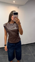 Top en similicuir GIANNI Chocolat