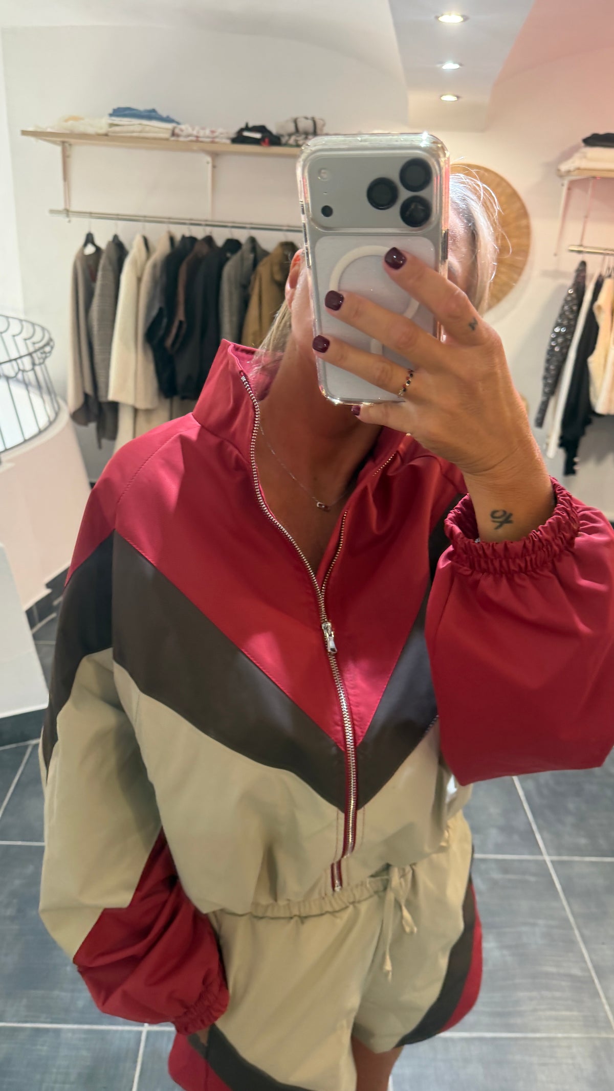 Veste Sporty Color Block CASSANDRE Beige/Choco/Bordeaux