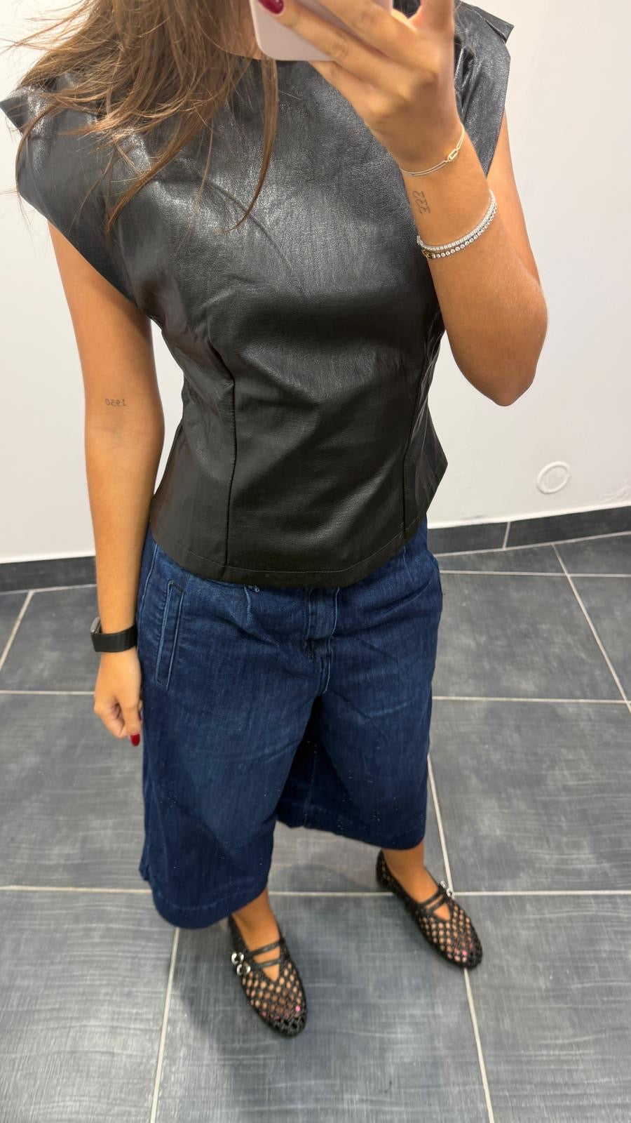 Top en similicuir GIANNI Noir