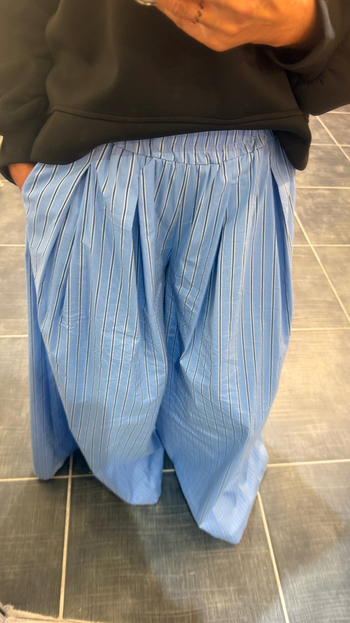 Pantalon extra large rayé RENE Bleu