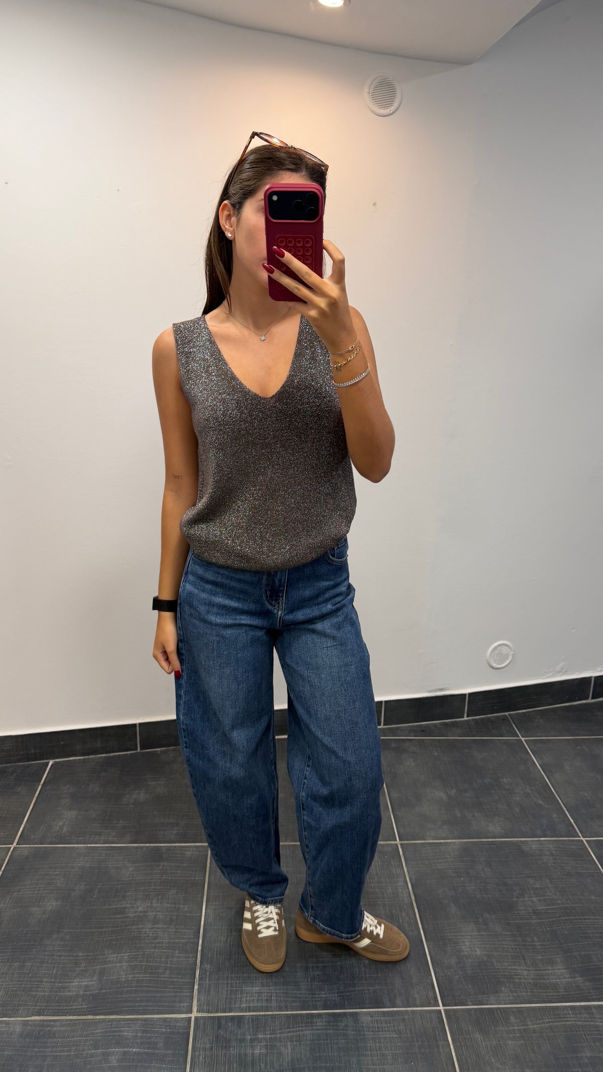 Top maille lurex SAMY Chocolat