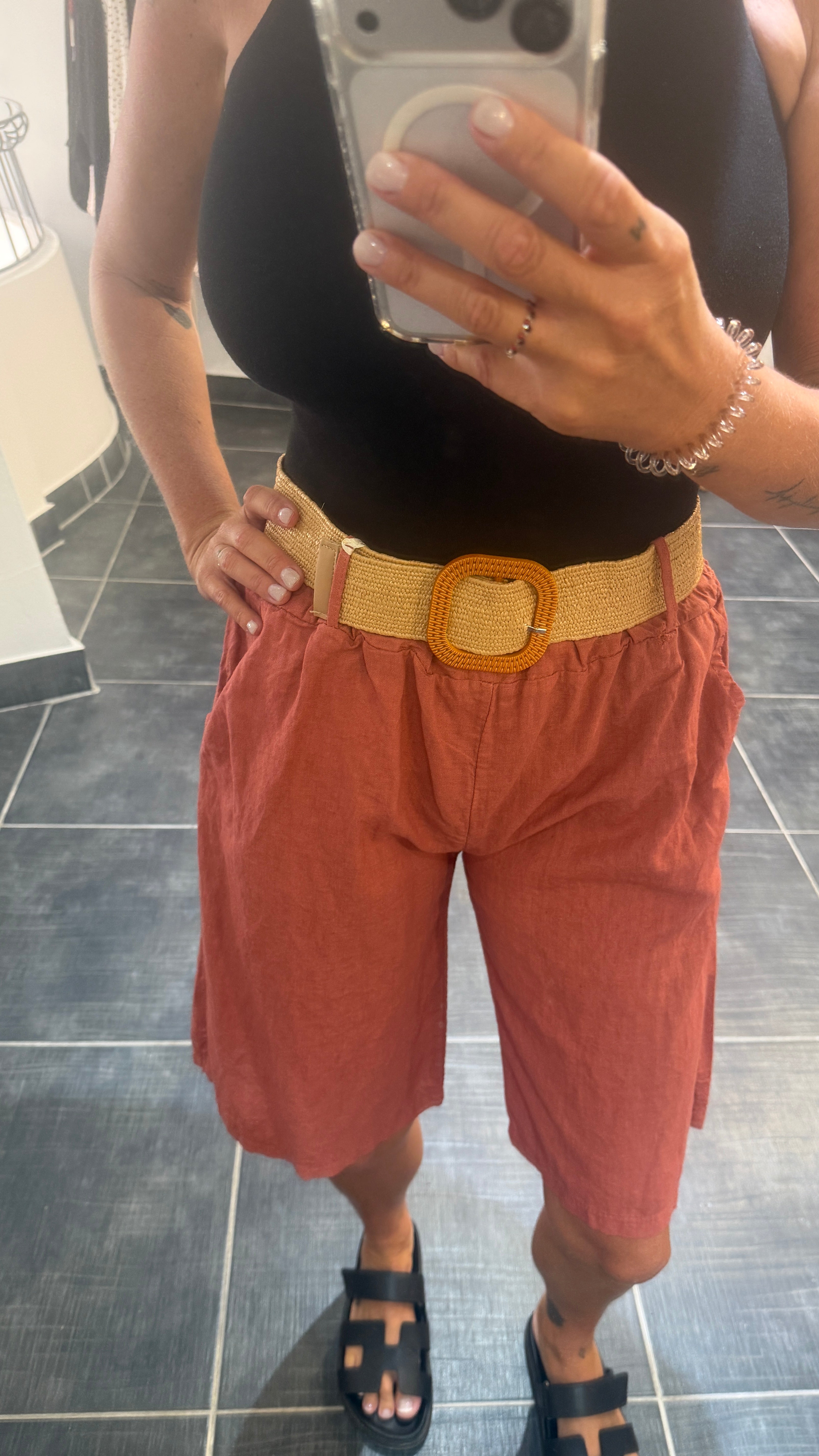 Bermudas en lin et coton MANY Terracotta