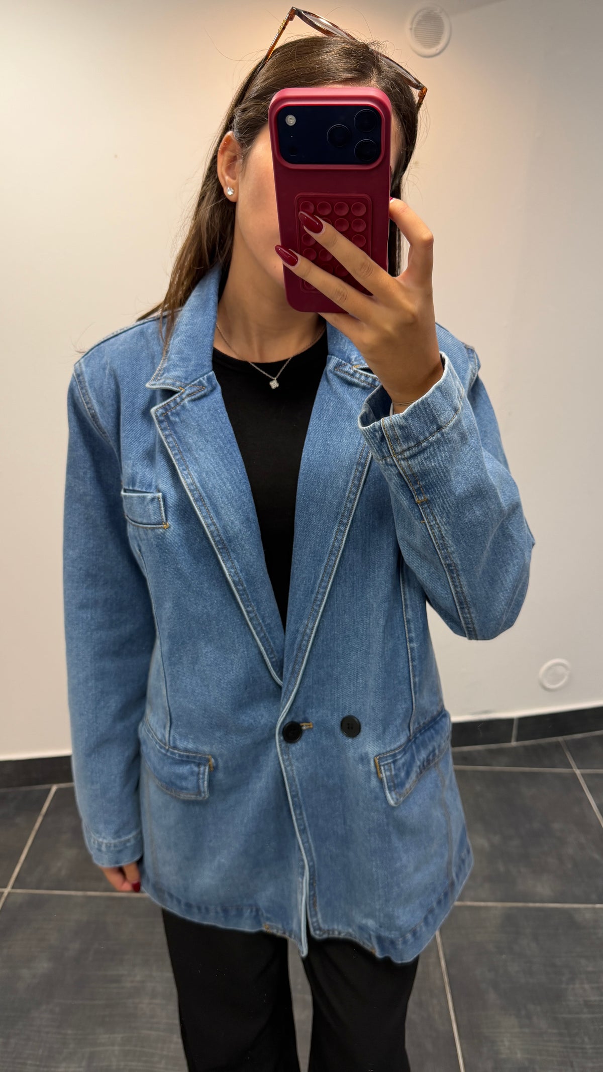 Blazer en jean doublé MILEY Bleu