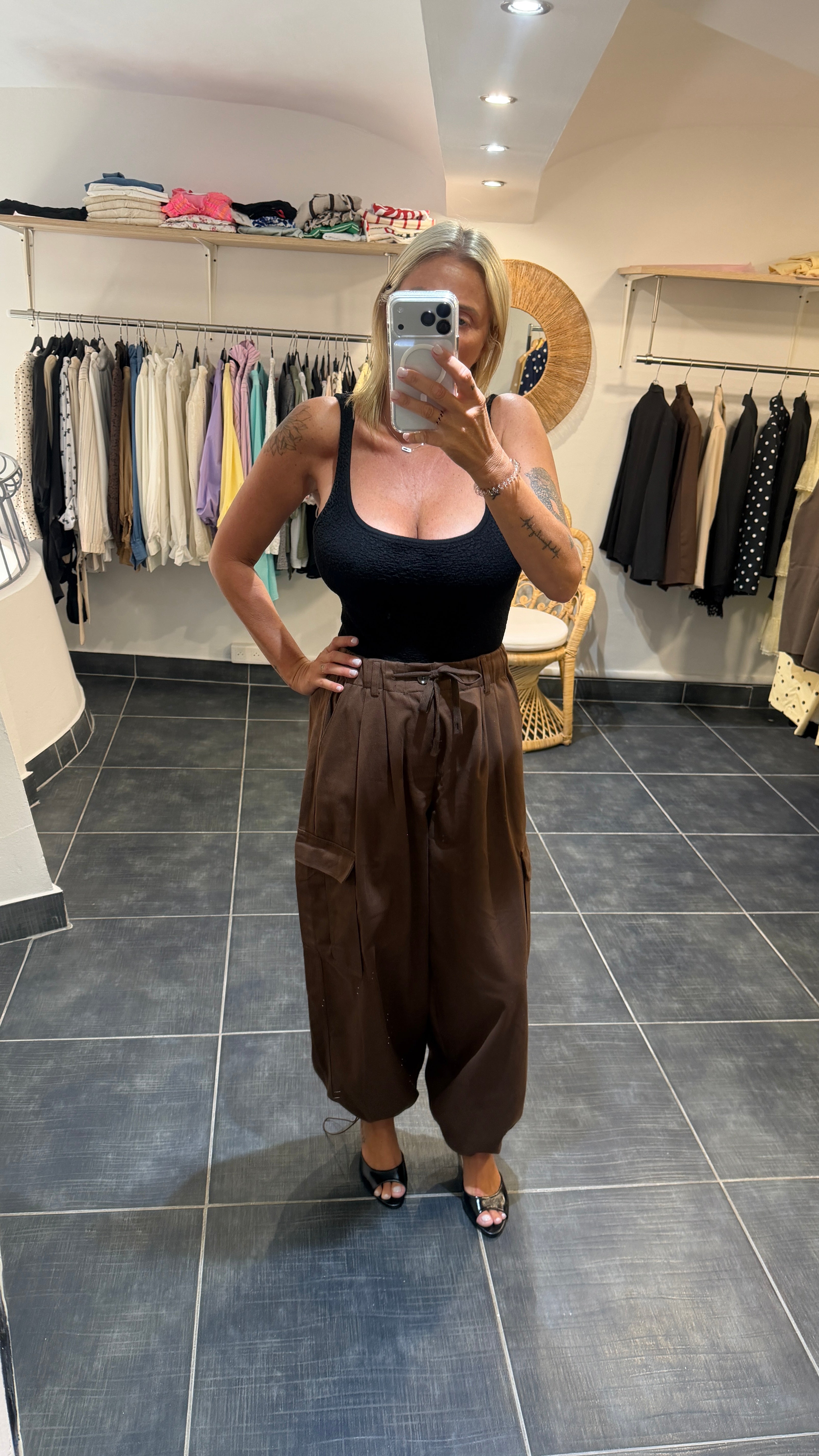 Pantalon style Cargo MORO Chocolat