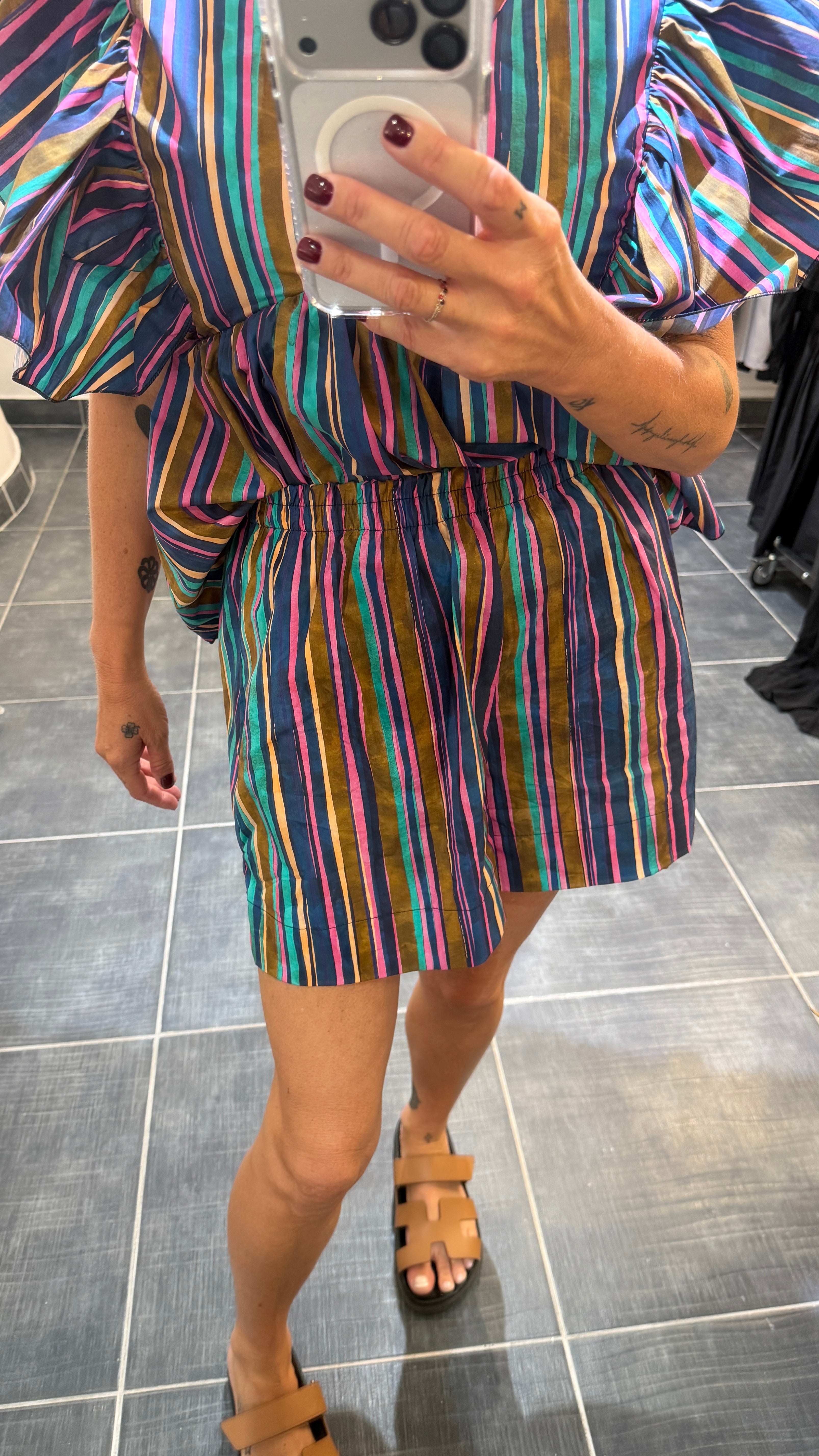 Short en coton Rayé BELLA Bleu