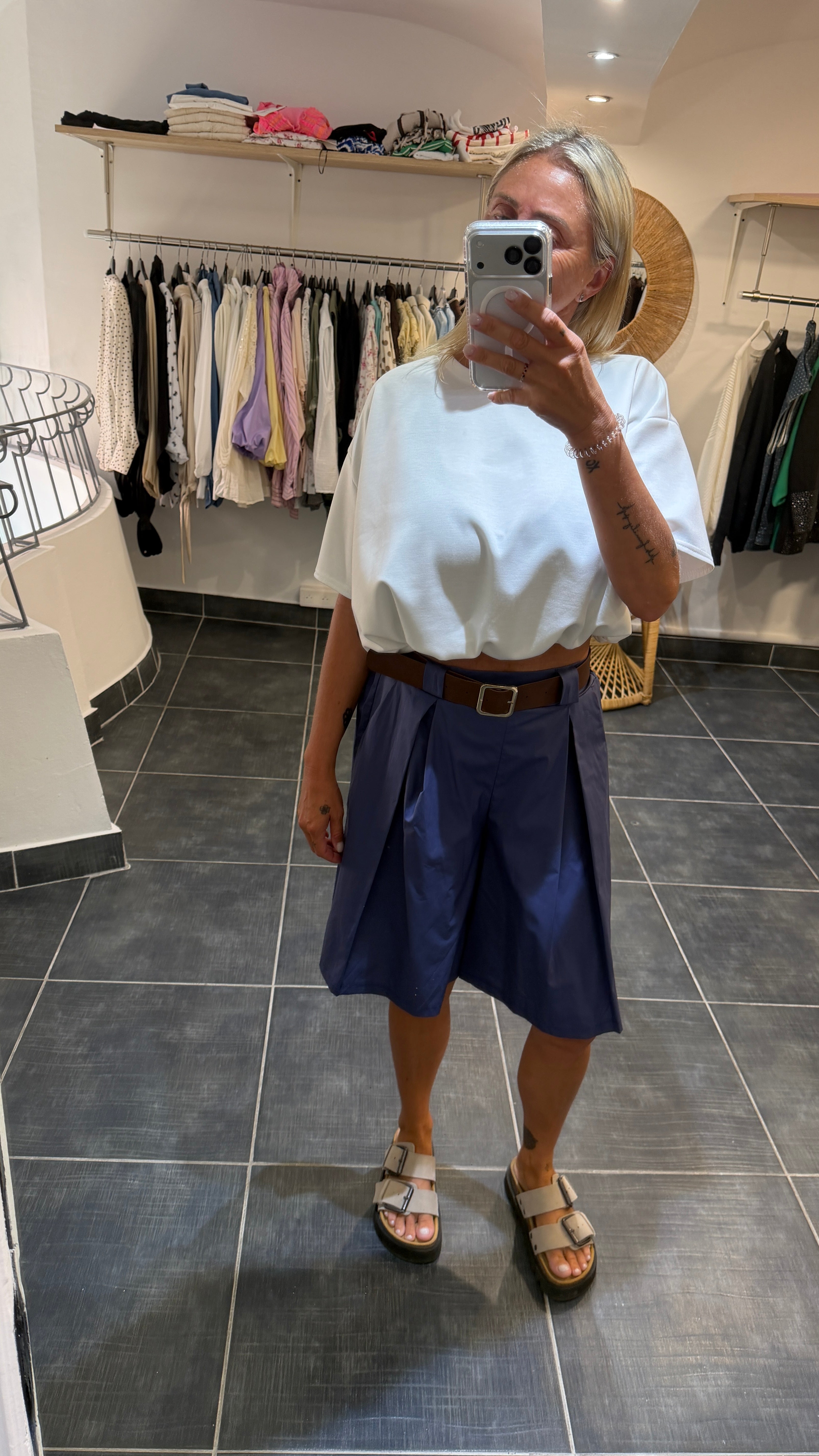 Bermudas Ample à plis BOB Bleu