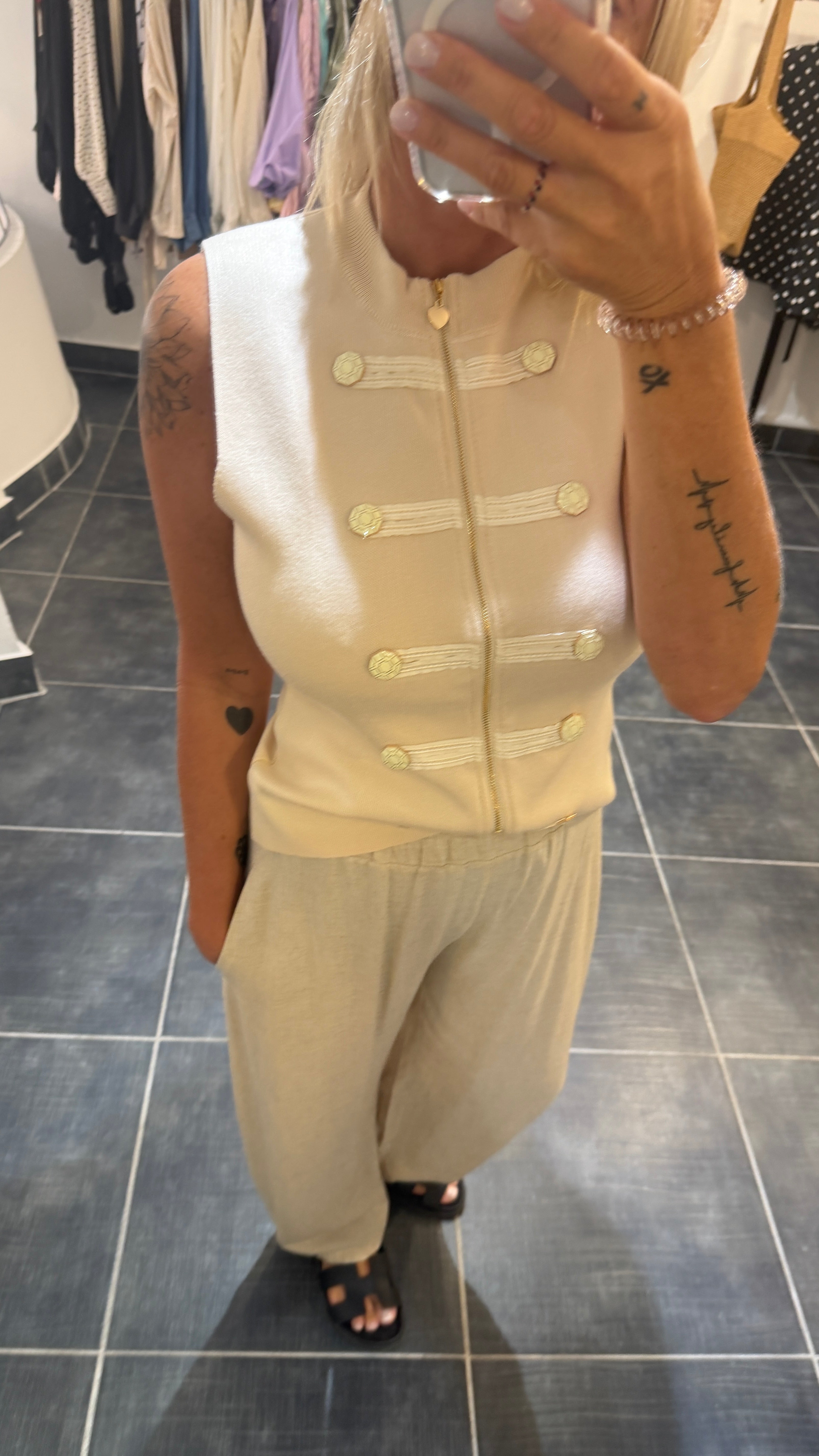 Pantalon large en lin PRESTON Beige
