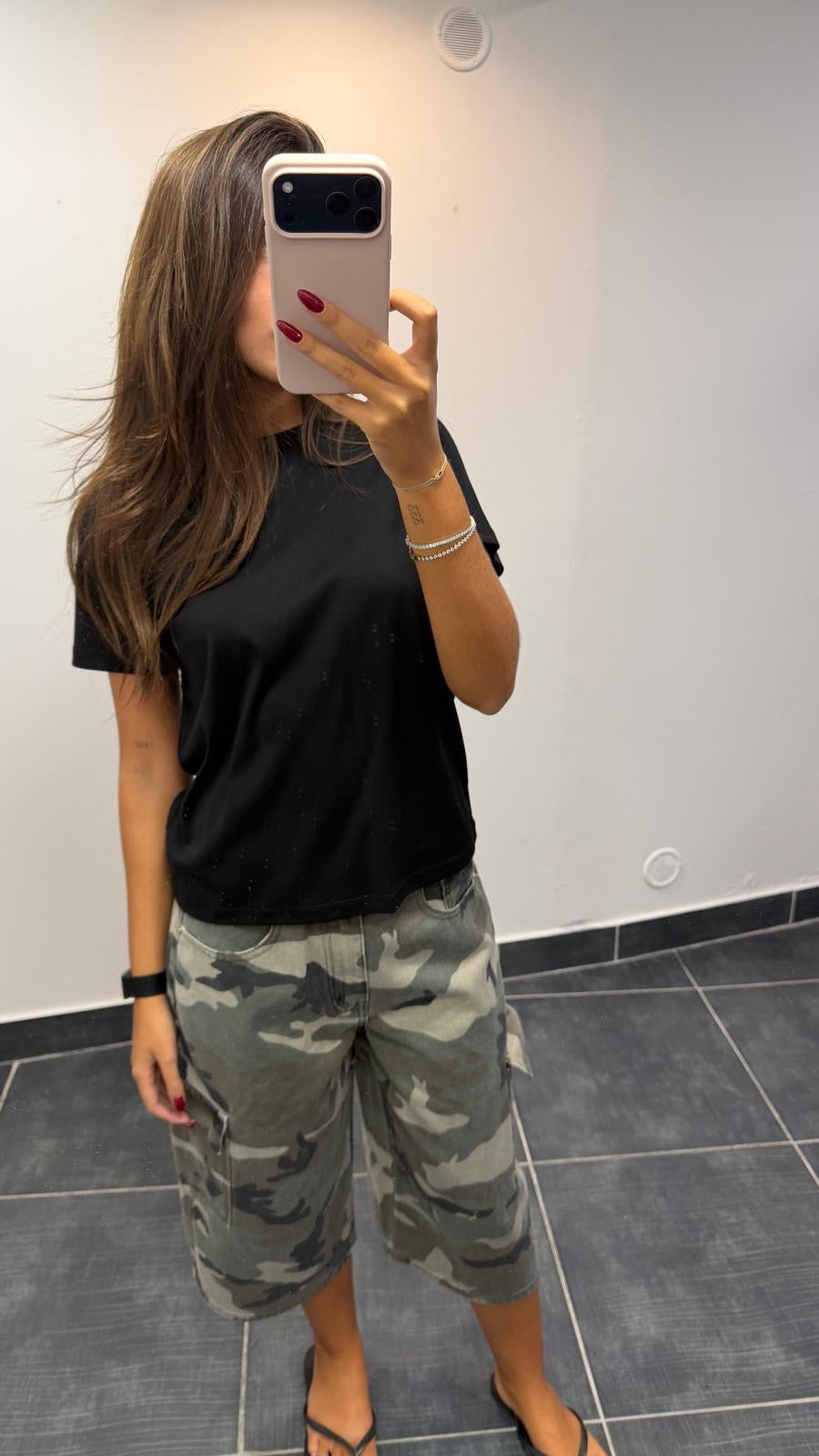 Bermuda jean cargo camouflage THOMAS Kaki