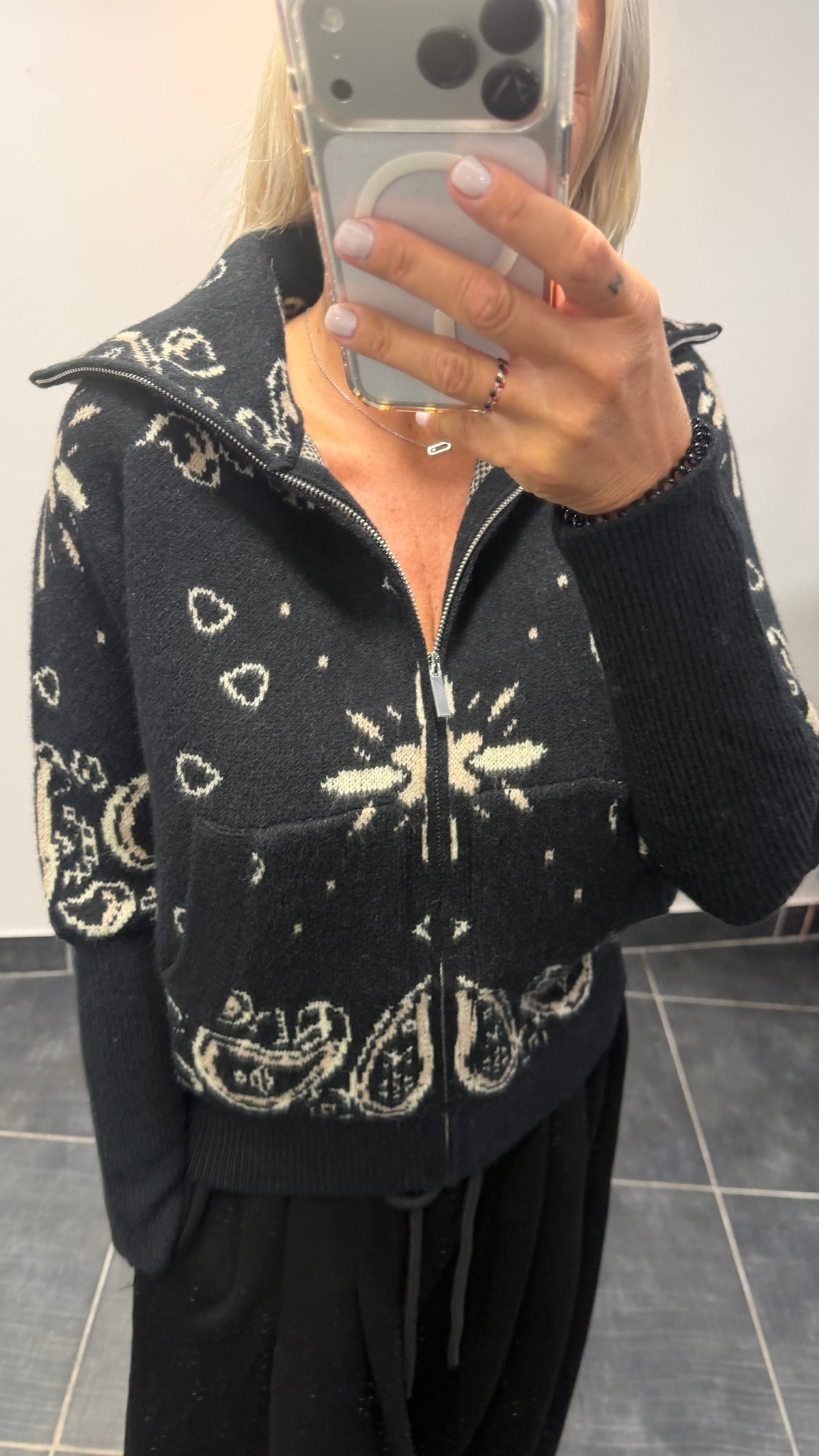 Gilet zippé imprimé Bandana DANA Noir
