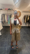 Gilet Tailleur sans manches cintré THIBO Beige