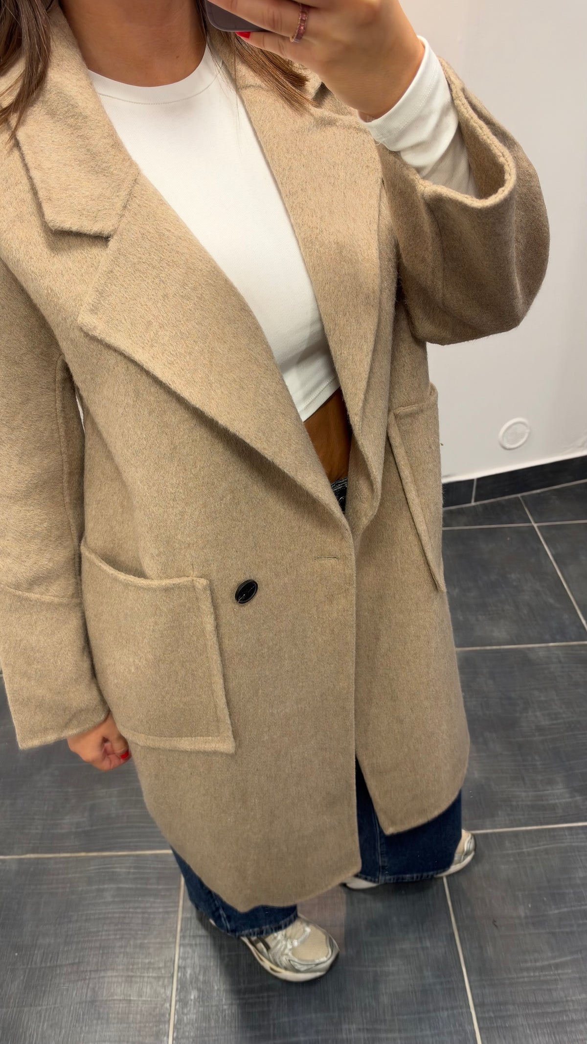 Manteau long en laine LALY Taupe