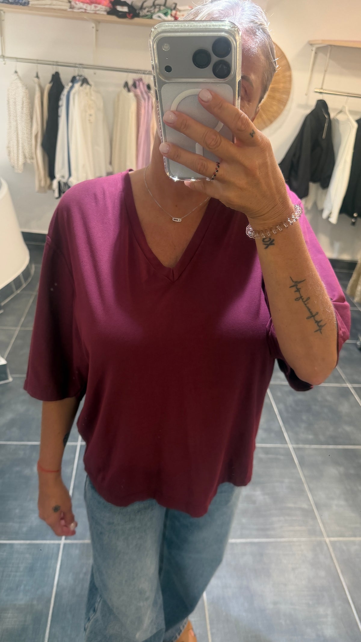 Tee-Shirt en V Oversize VADIM Bordeaux