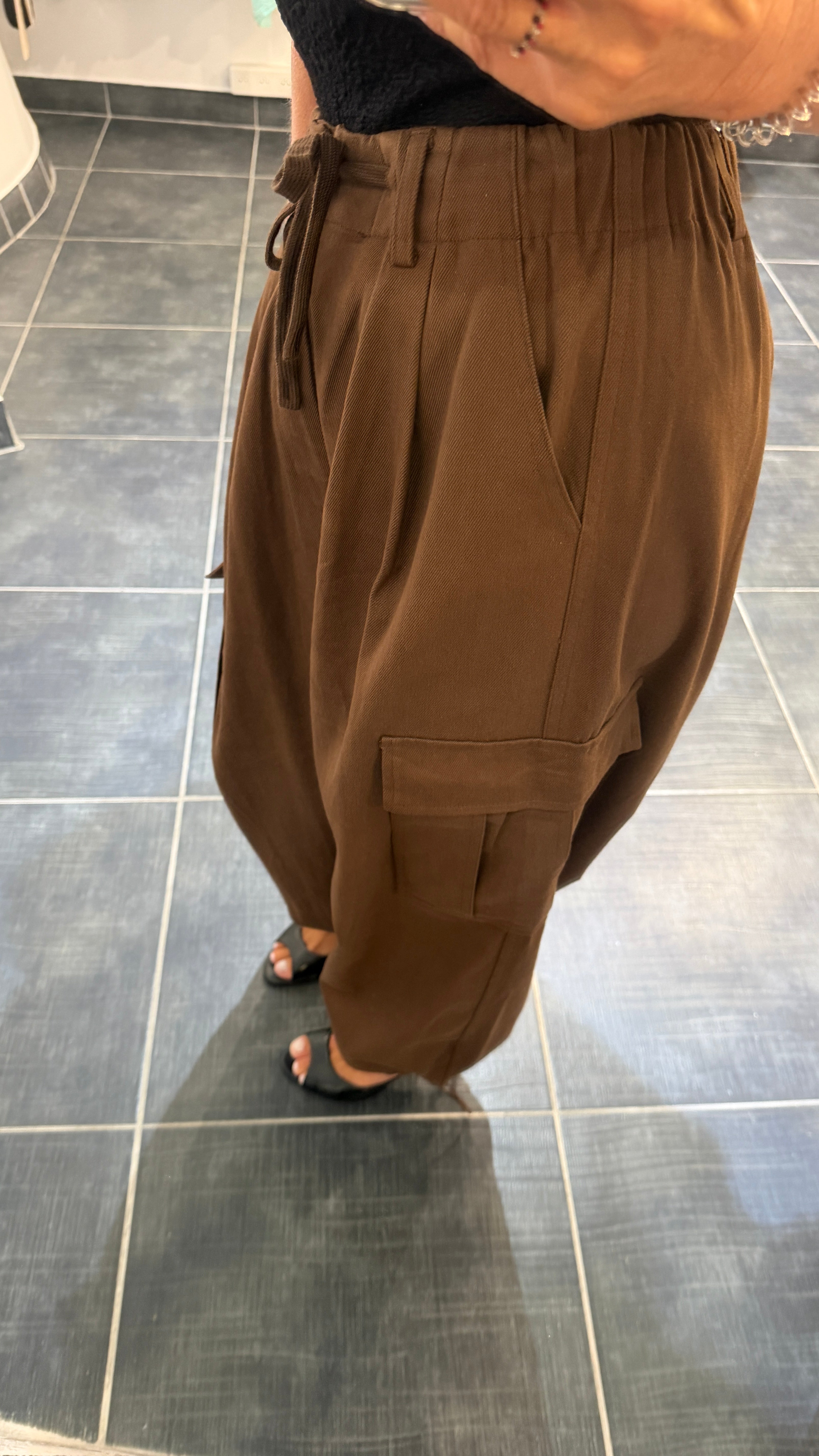 Pantalon style Cargo MORO Chocolat